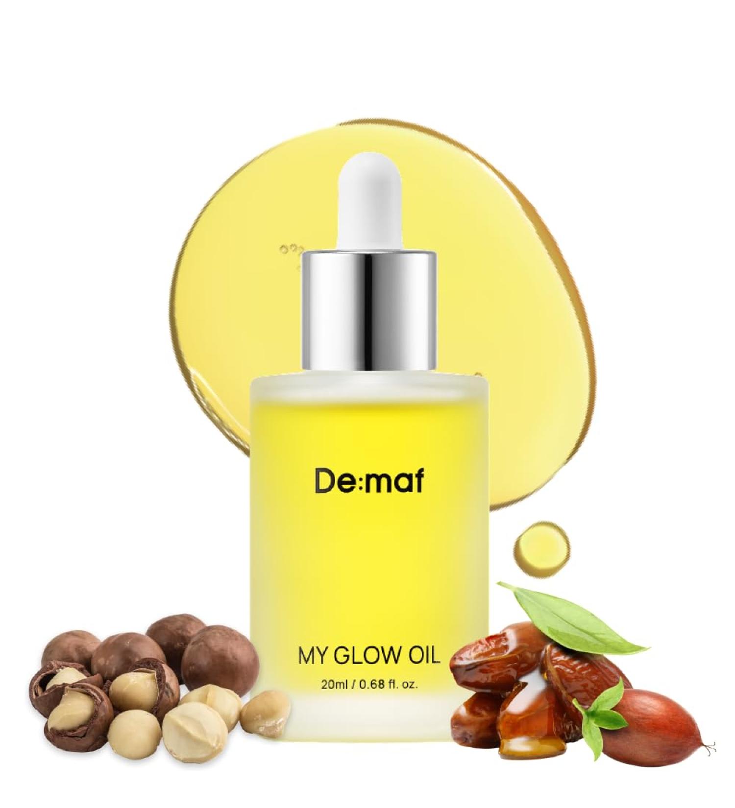 De:maf My Glow Oil 100% Natural Face Oil for Sensitive & Oily Skin, Hydrating & Non-Comedogenic with Jojoba, Macadamia & Vitamin E Lightweight Facial Oil for Dry Skin - Buy Online on GoSupps.com
