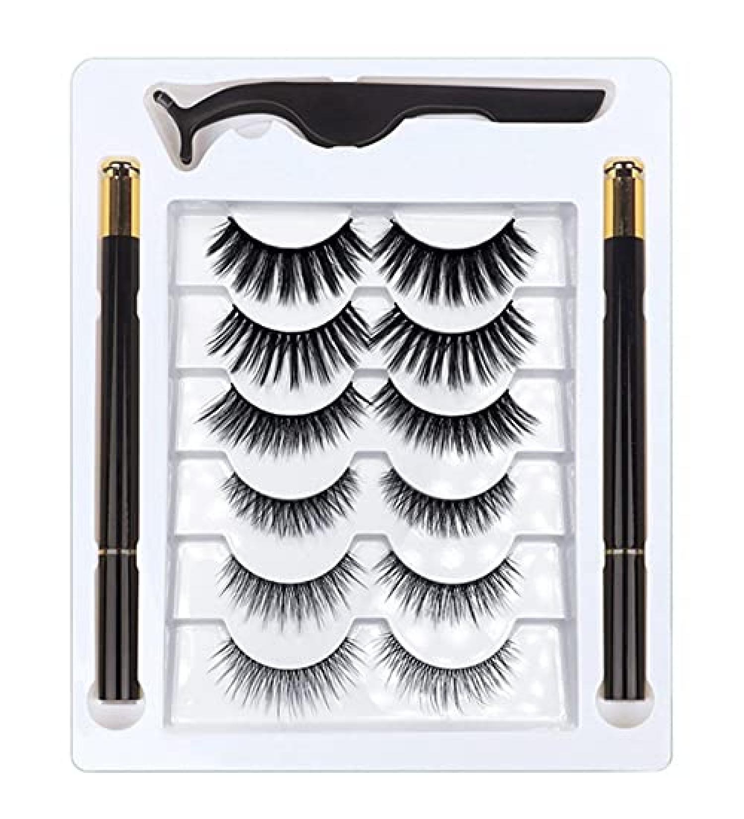 Prakti Magnetic Eyeliner and Eyelashes Kit 3D Magnetic Eyelashes Kit with 6 Pairs Reusable Eyelashes Tweezers and Eyeliner 02 - Buy Online on GoSupps.com