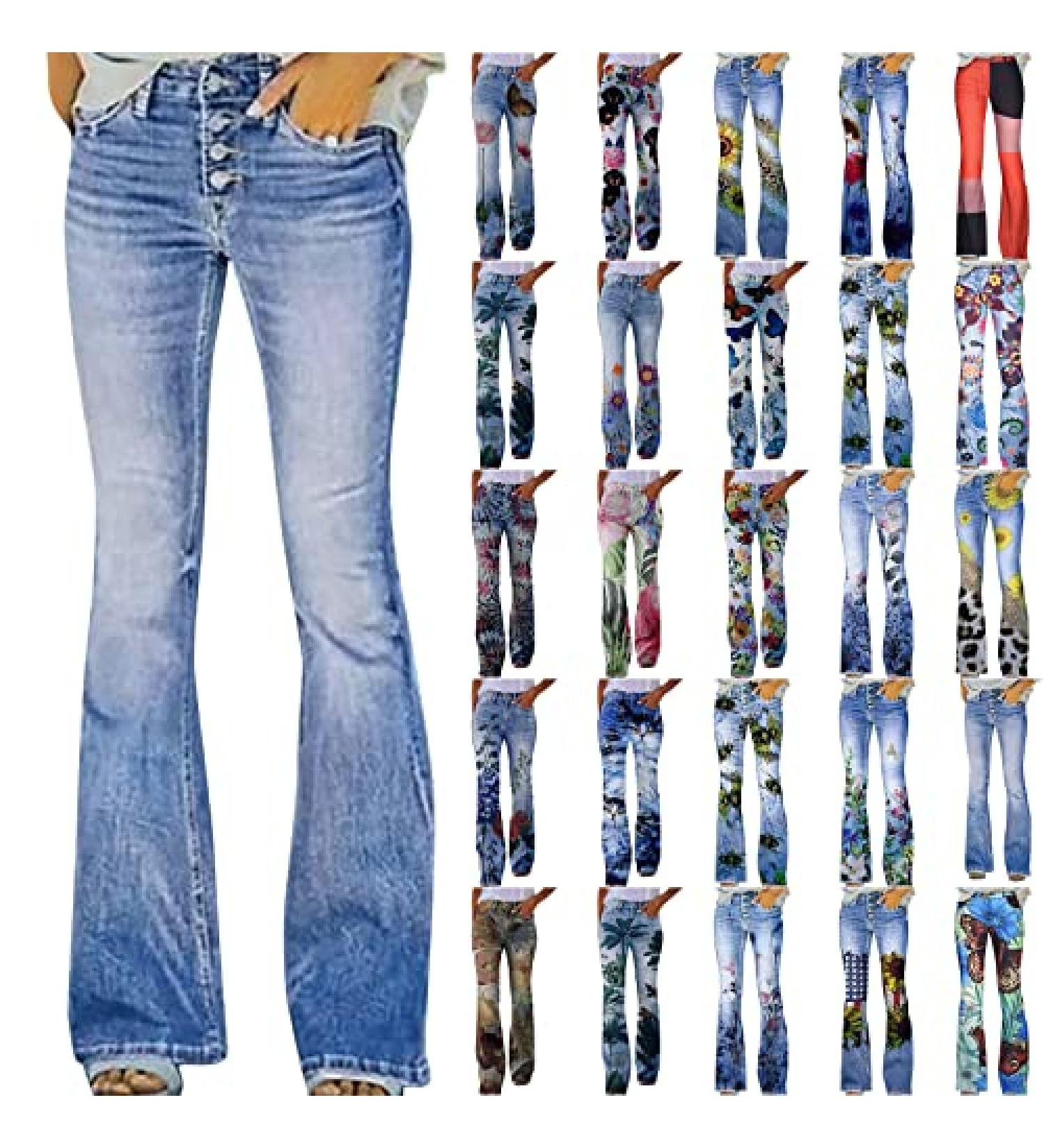 MRGIINRI Women's Bell Bottom Jeans 2023 Fashion High Waisted Flare Denim Pants - Sky Blue, Large - Buy Online on GoSupps.com