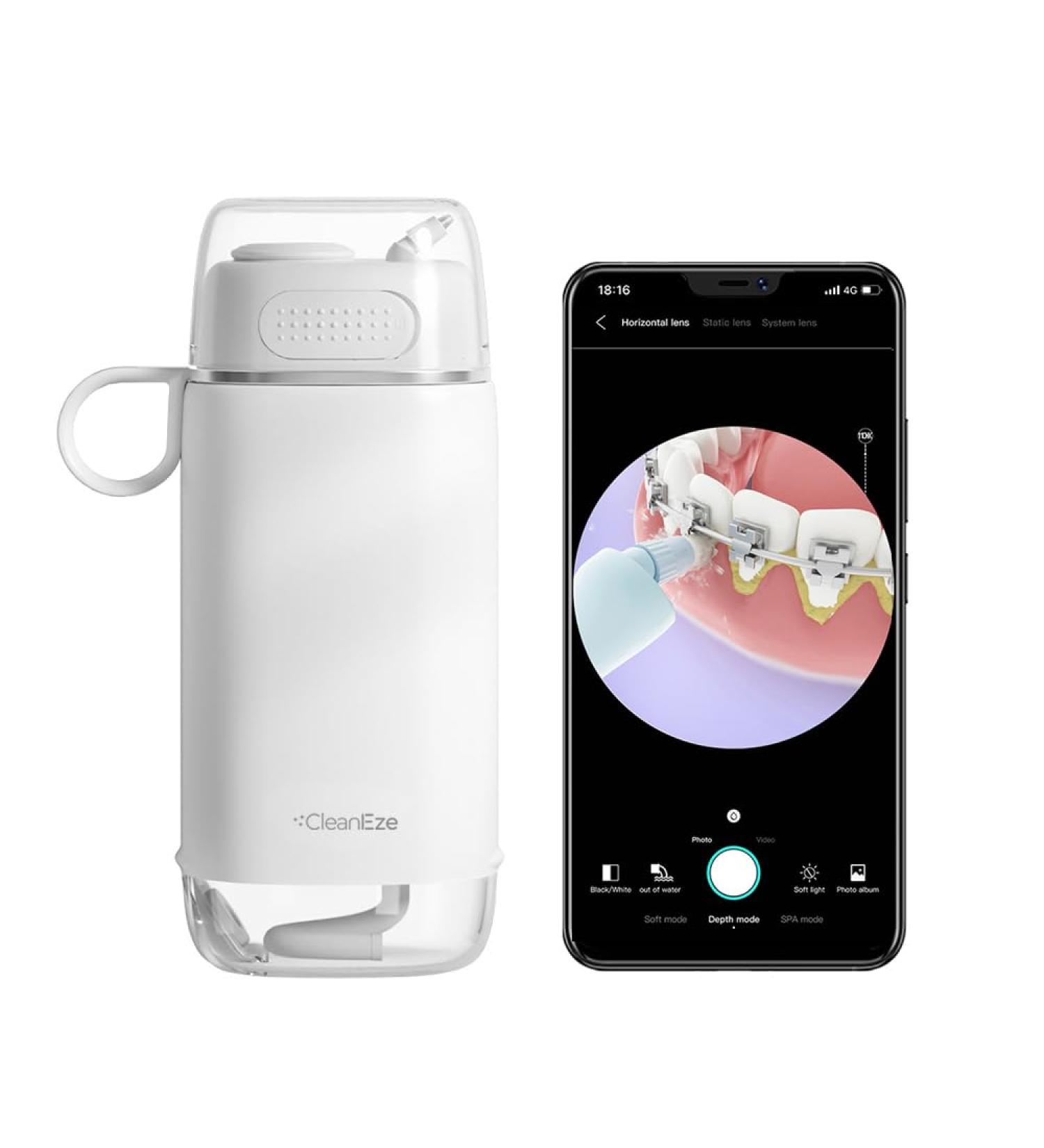 Shop CleanEze Mini Visual Water Flosser w/Camera 5MP | Portable Cordless Electric Flosser for Teeth Gums & Braces - International Shipping Available - Buy Online on GoSupps.com