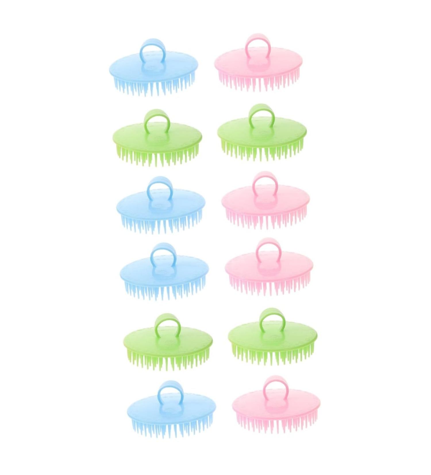 TOVINANNA 12 Shampoo & Scalp Massage Brush - Hair Wash Tool - 2 Pack in Different Colors | Small Handheld Scalp Massager for Ultimate Hair Care - Buy Online on GoSupps.com