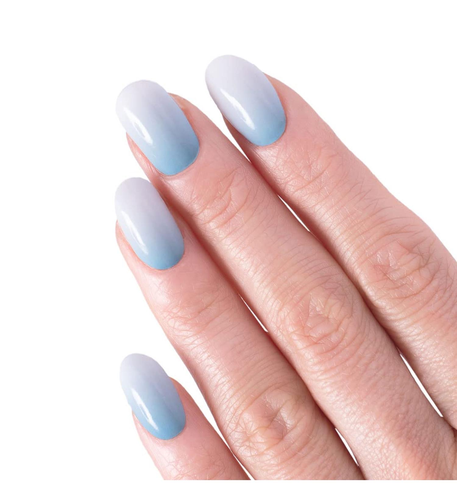 Glamsy Nail Film - Summer Breeze Color Gradient Blue/White Nail Wraps | 24 Ultra-Thin Self-Adhesive Foils for Perfect Manicures - Buy Online on GoSupps.com