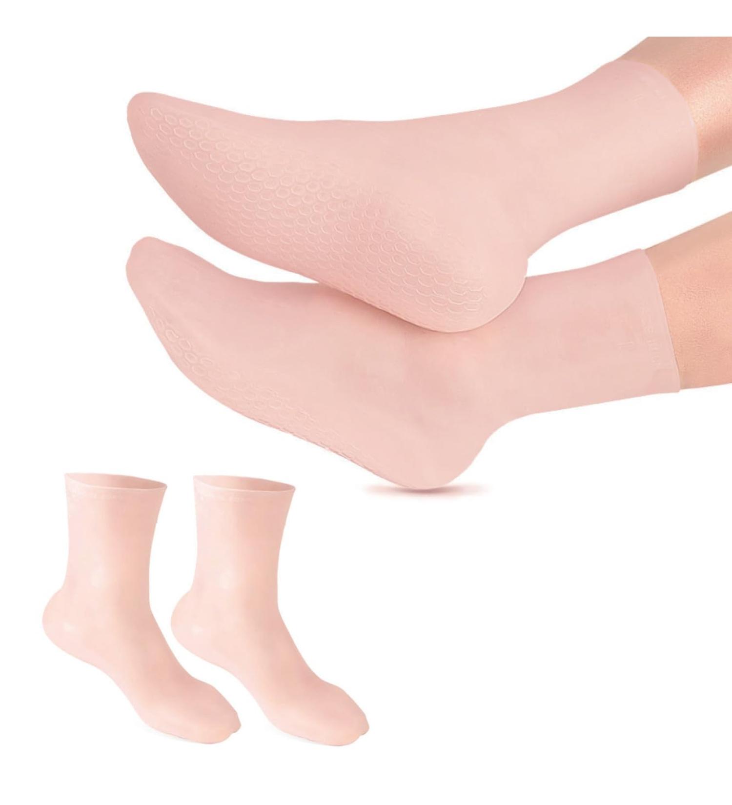 Silicone Moisturizing Gel Heel Socks - Anti-Slip Spa Socks for Dry Cracked Feet - Soft Gel Moisturizing Socks with Non-Slip Dots - Skin S(35-39) - Buy Online on GoSupps.com