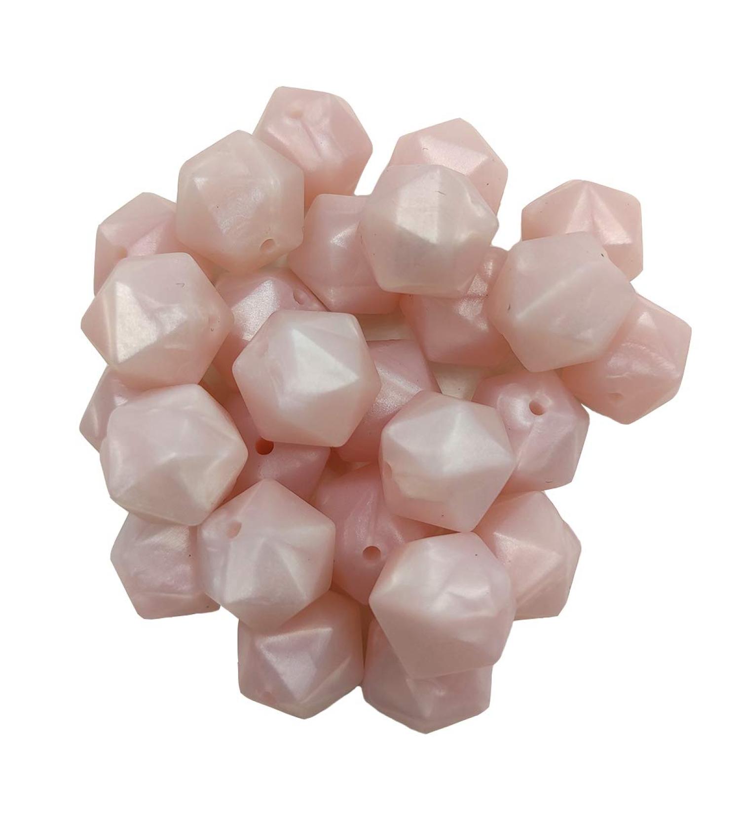 30pcs Pearl Pink 17mm Silicone Icosahedron Beads for Mom Jewelry Making - Buy Online on GoSupps.com