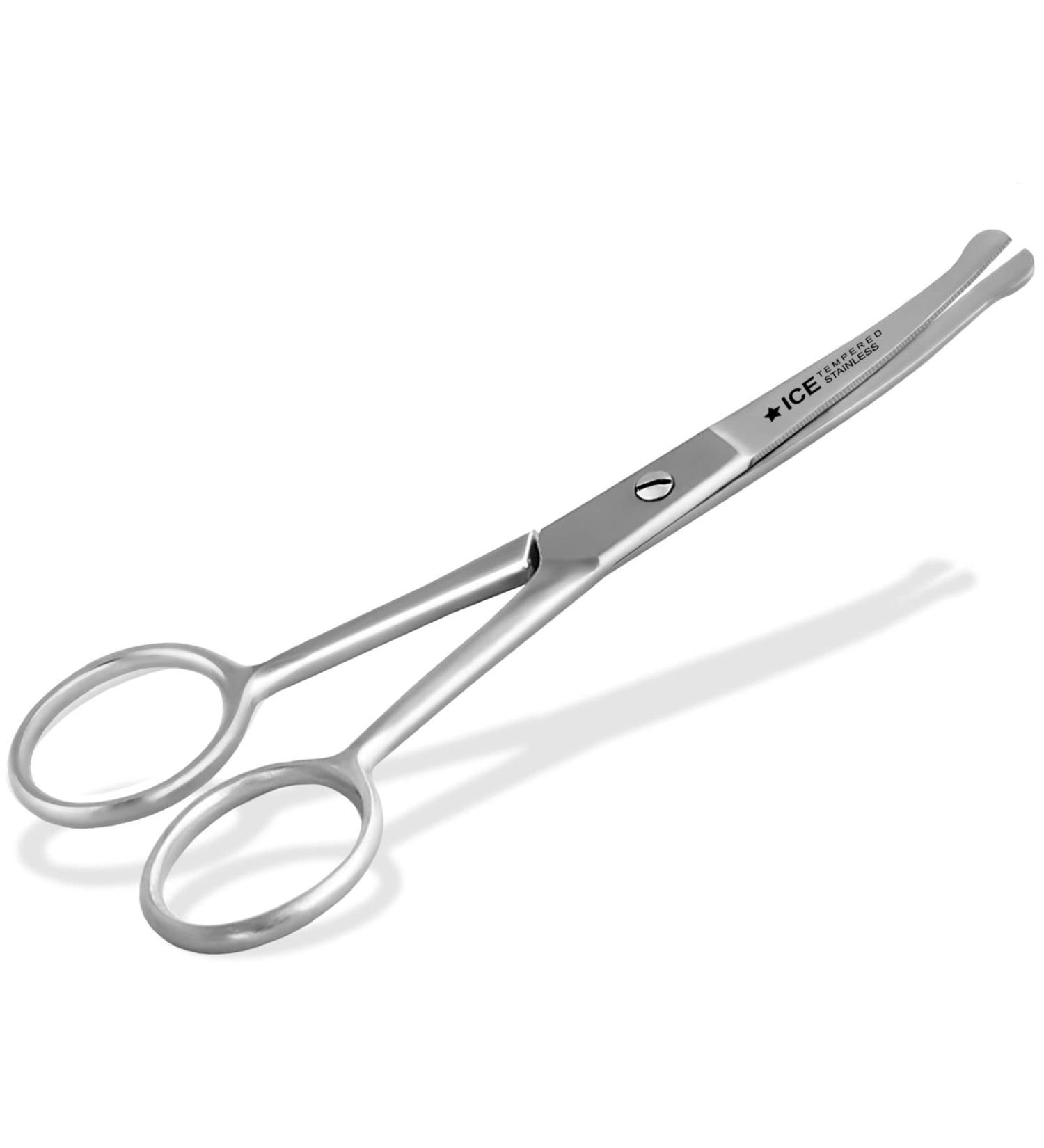 Premium Stainless Steel Beard Nose & Ear Hair Scissors - 12 cm Curved Cutting Surface - Buy Online on GoSupps.com