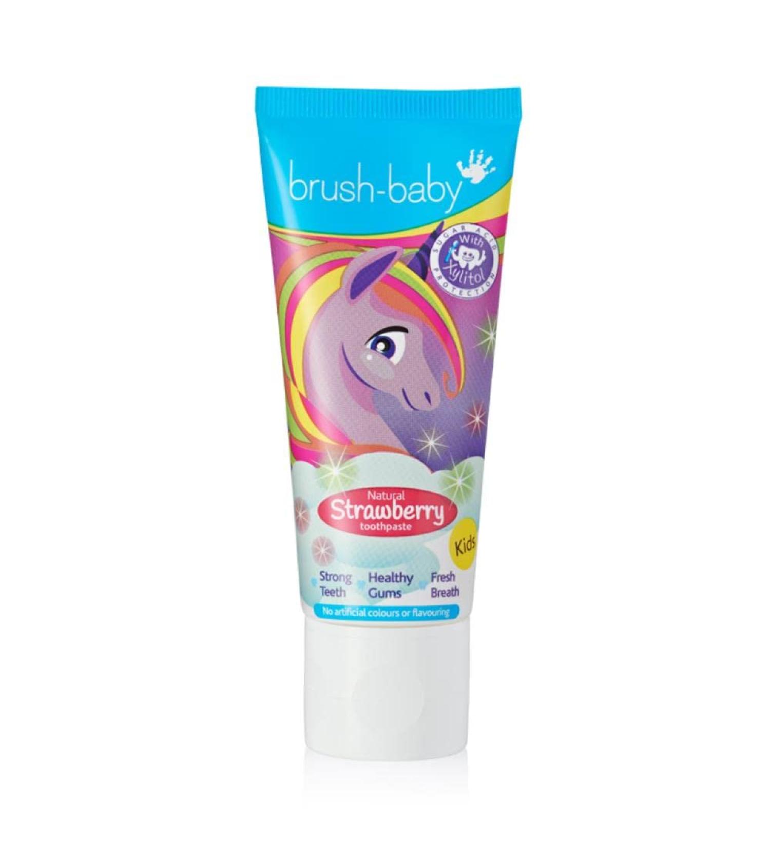 Brush-Baby Natural Strawberry Unicorn Toothpaste (3+ Years) - 50ml Tube - Buy Online on GoSupps.com