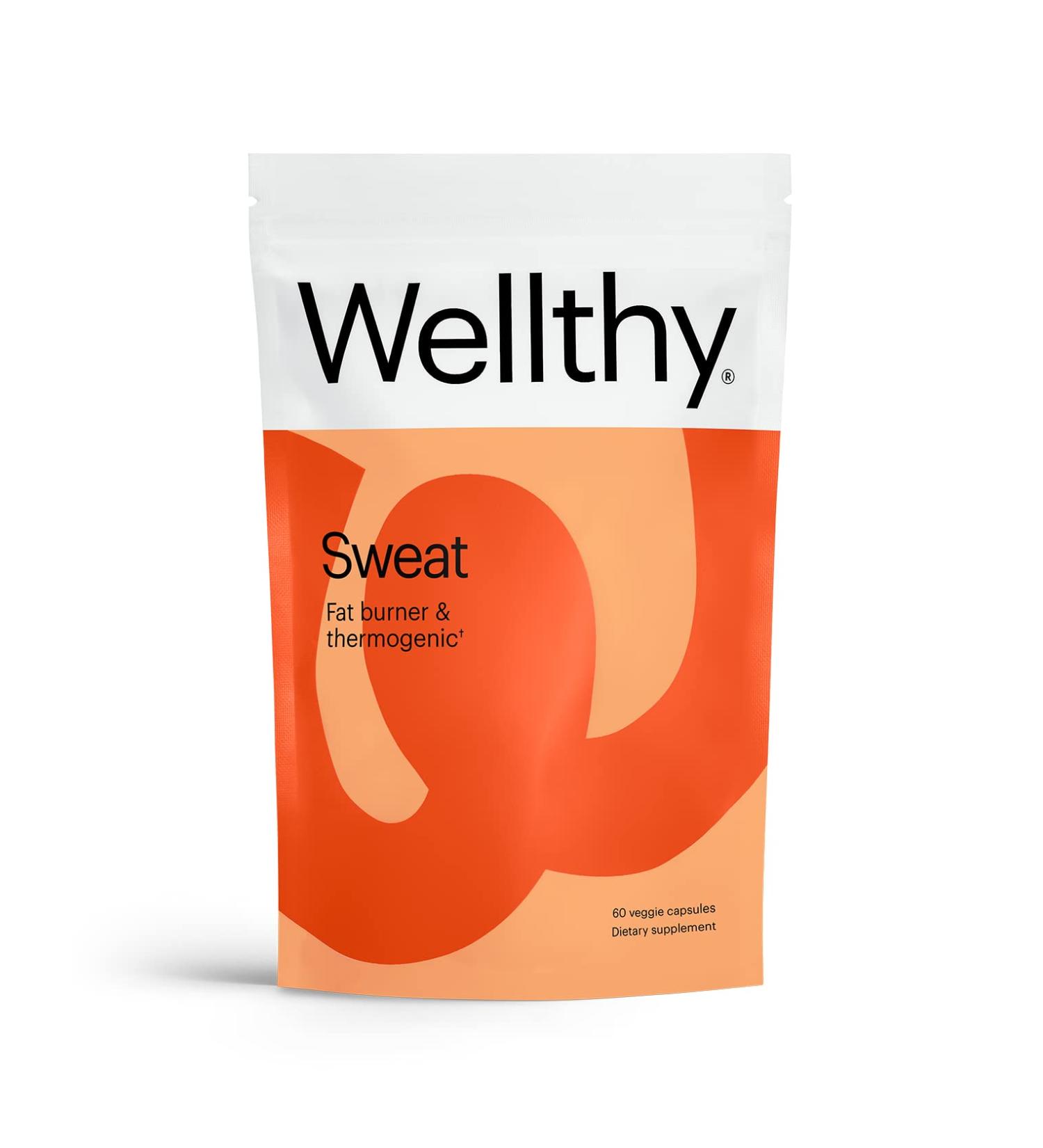 Sweat Thermogenic Fat Burner Pills by Wellthy - Natural Metabolism Booster for Weight Loss - Appetite Suppressant for Men and Women - Buy Online on GoSupps.com