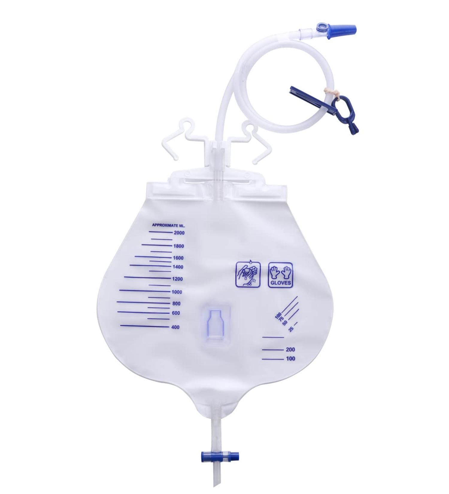 Lifevv 2 Pack 2000ml Urinary Drainage Bag with Anti-Reflux Chamber Needless Sampling Joint 48" Tube Drainage Double-Hook T-Tap Outlet Valve - Buy Online on GoSupps.com