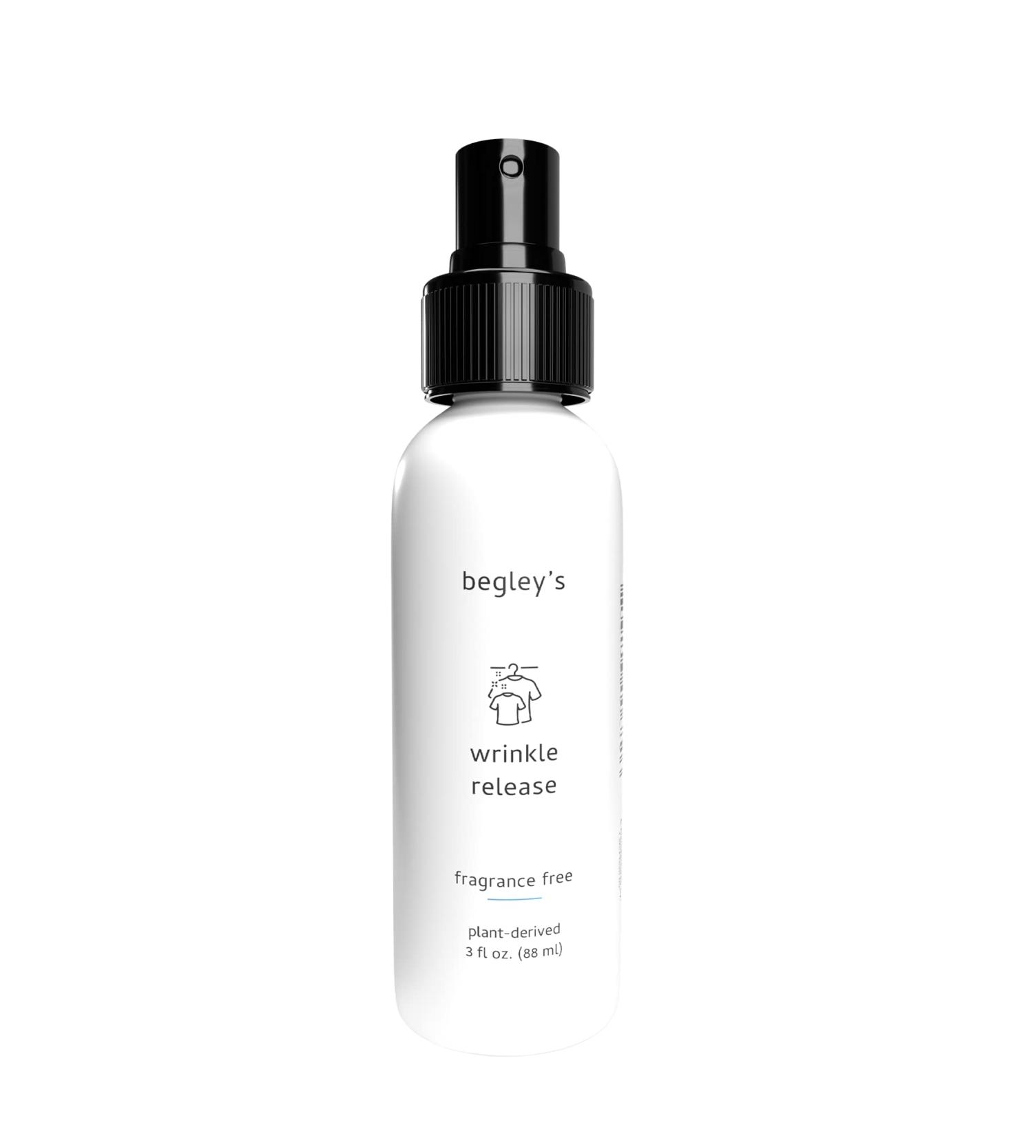 Begley's No-Iron Wrinkle Remover 3 oz Travel Size - USDA Certified Biobased Fabric Freshener & Static Cling Remover - Fragrance-Free - Buy Online on GoSupps.com
