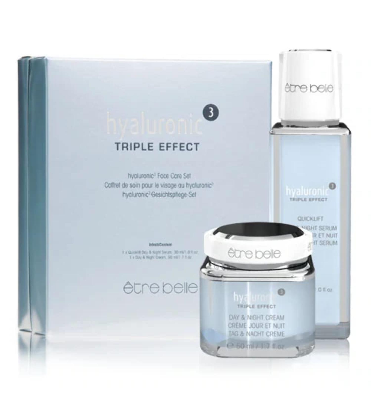 hyaluronic facial care set tre belle Cosmetics day & night cream + serum moisturizing care with hyaluronic acid