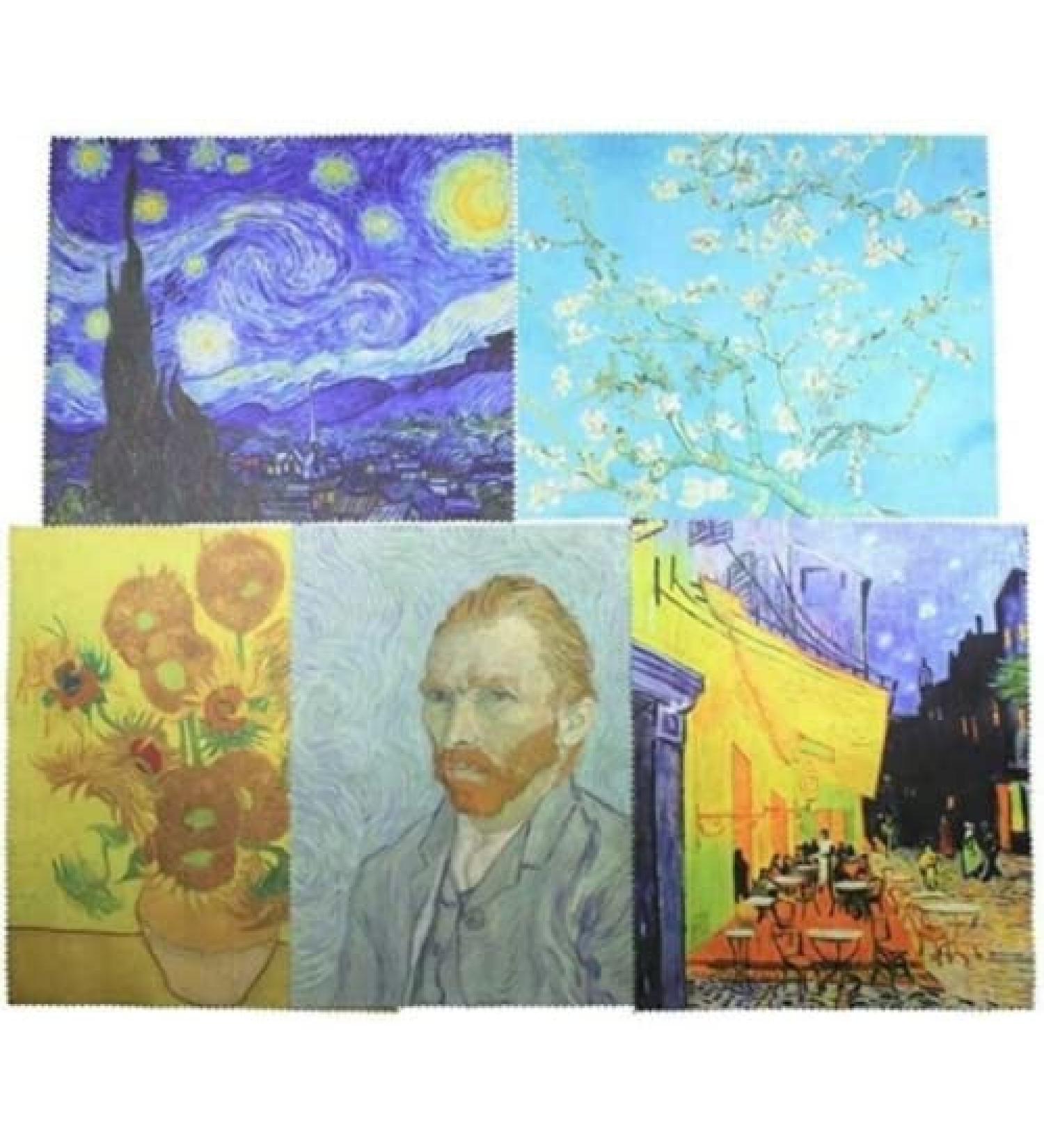 Premium Vincent Van Gogh Art Microfiber Cleaning Cloth 5 Pack - 6x7 Inch Eyeglass Phone & Camera Lens Cleaner - Buy Online on GoSupps.com