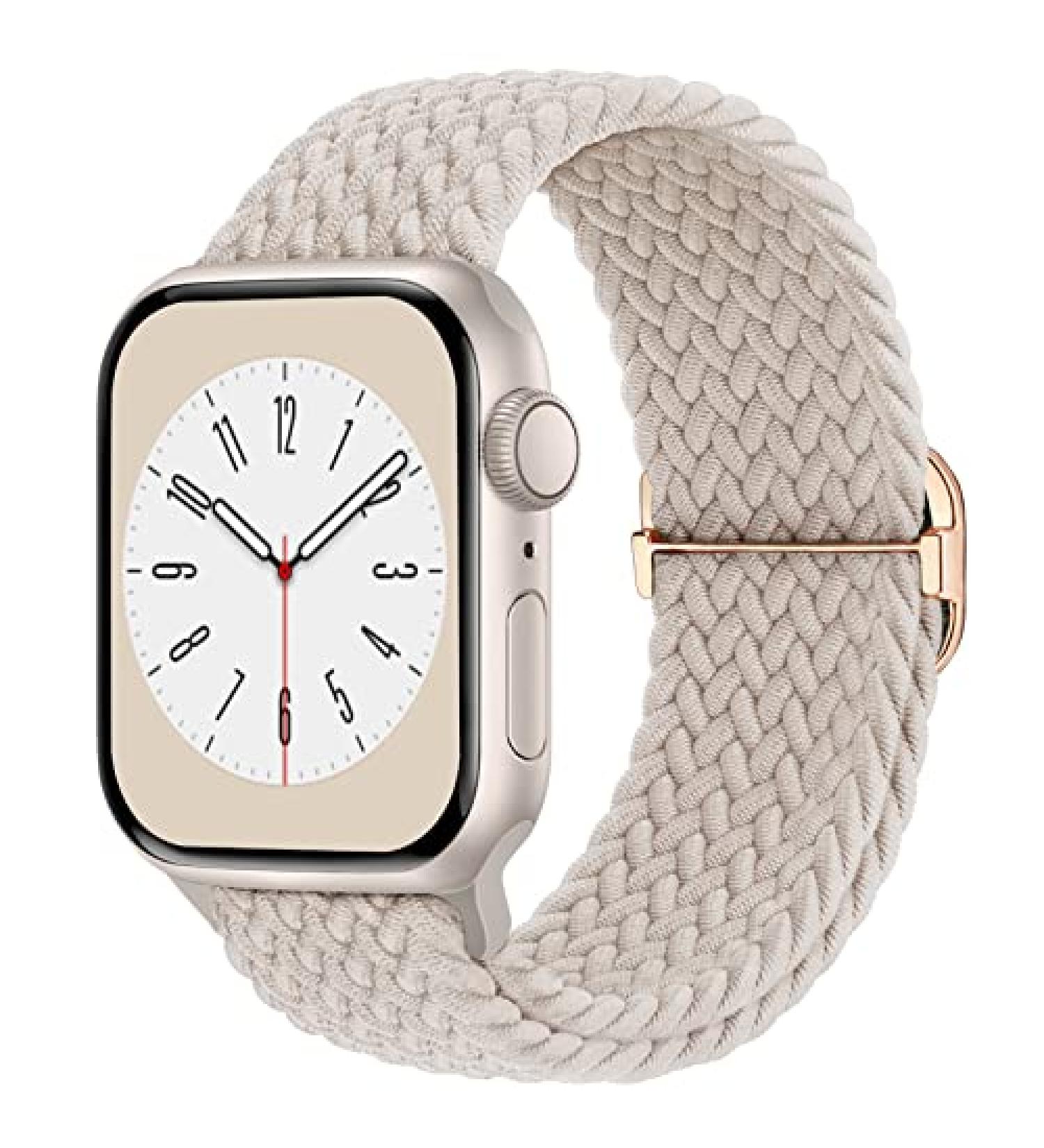 Braided Solo Loop Compatible with Apple Watch Band 38mm 40mm 41mm 42mm 44mm 45mm 49mm for Women Men  Stretchy Straps Elastic Sport Wristbands for iWatch Series 8 7 6 5 4 3 2 1 SE Ultra Starlight 38/40/41mm - Buy Online on GoSupps.com