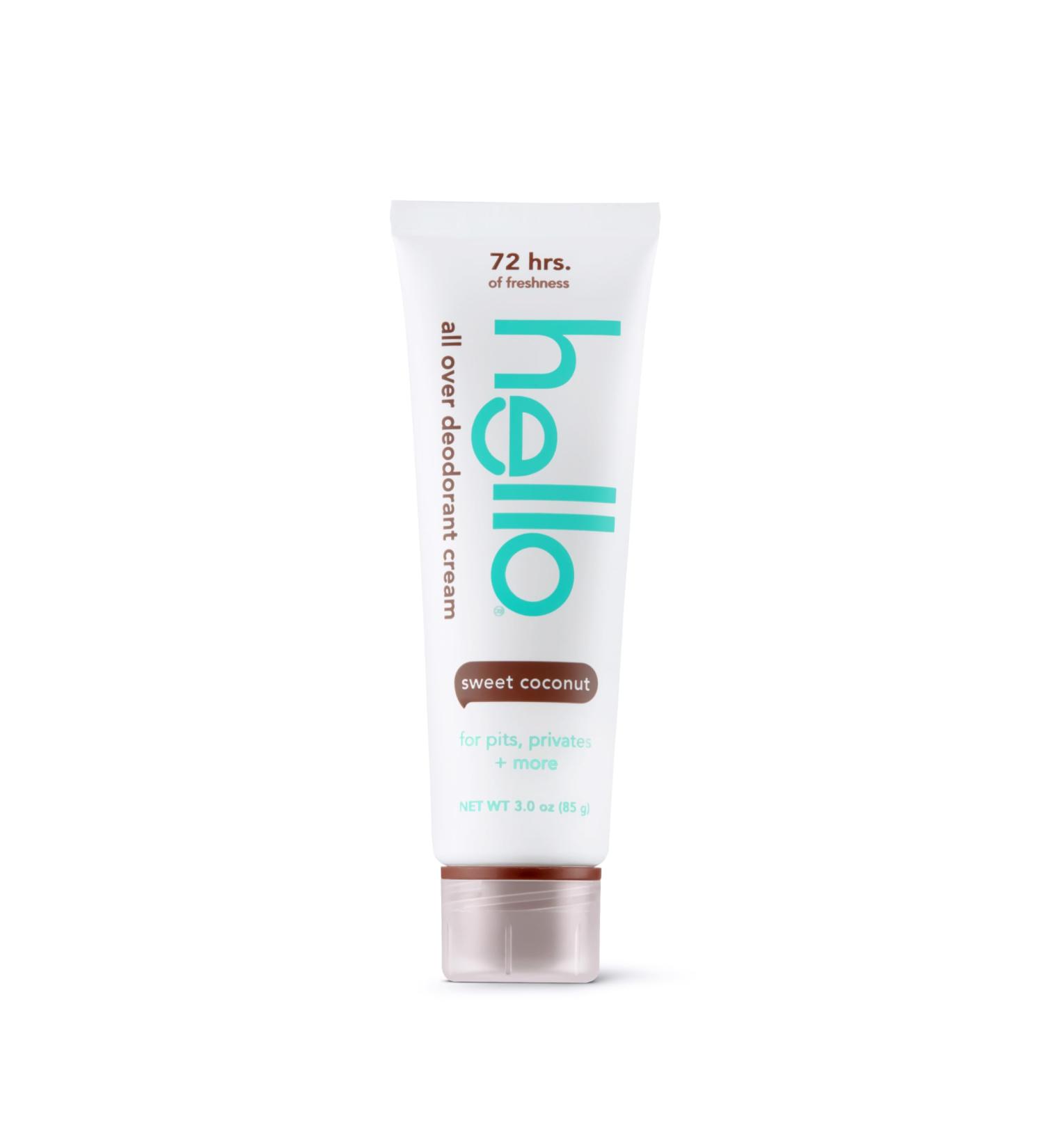 hello All Over Sweet Coconut Deodorant Cream Aluminum Free Deodorant Cream for Pits Privates + More Offers 72 Hours of Freshness Safe for Sensitive Skin Vegan 1 Pack 3 Oz Tube Sweet Coconut 3 Ounce (Pack of 1) - Buy Online on GoSupps.com
