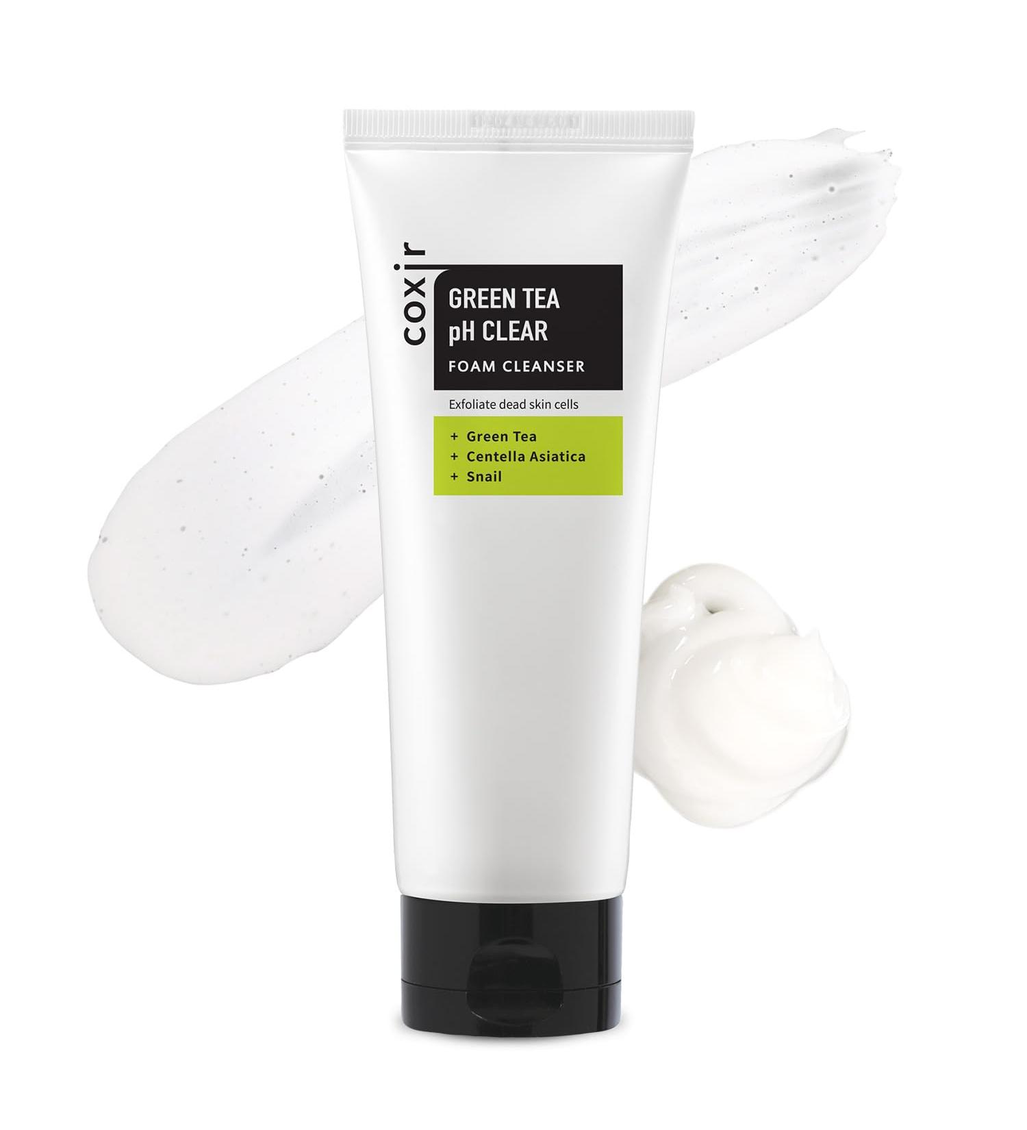 Coxir Green Tea PH Clear Foam Cleanser | Deep Cleanse Pores Remove Dead Skin Cells | Korean Skin Care 150ml/5.07 fl. oz. - Shop Internationally - Buy Online on GoSupps.com