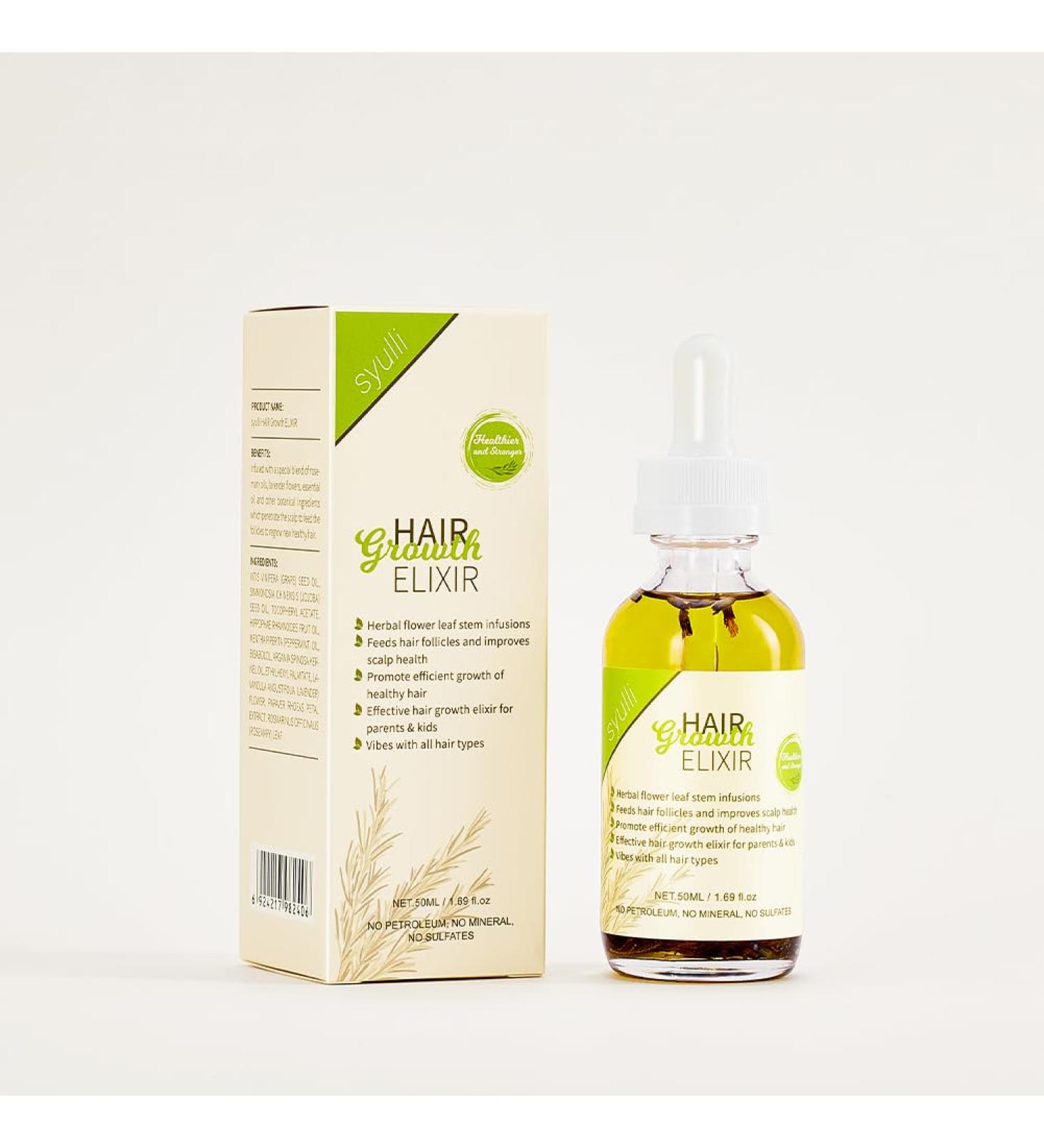 Hair Growth Elixir Oil - 100% Pure Organic Rosemary Castor Almond Oil Serum for Men & Women - Effective Hair Loss Treatment - 1.69 Fl Oz - Buy Online on GoSupps.com