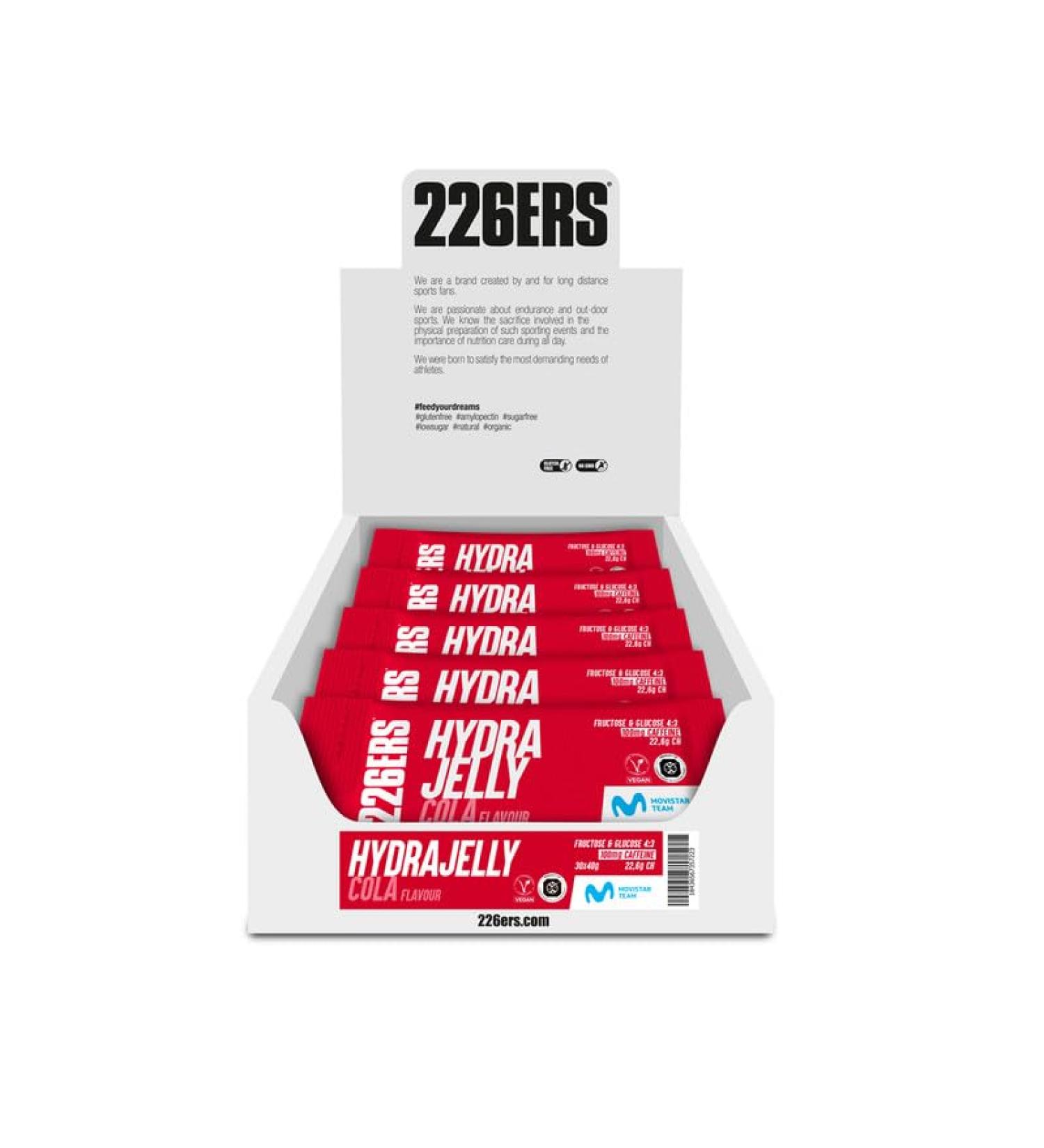 226ERS Hydrajelly energy gel gelatin texture 30 x 40 g based on glucose and fructose immediate energy muscle recovery sodium care better absorption and digestion cola flavor tail 30 pieces - Buy Online on GoSupps.com