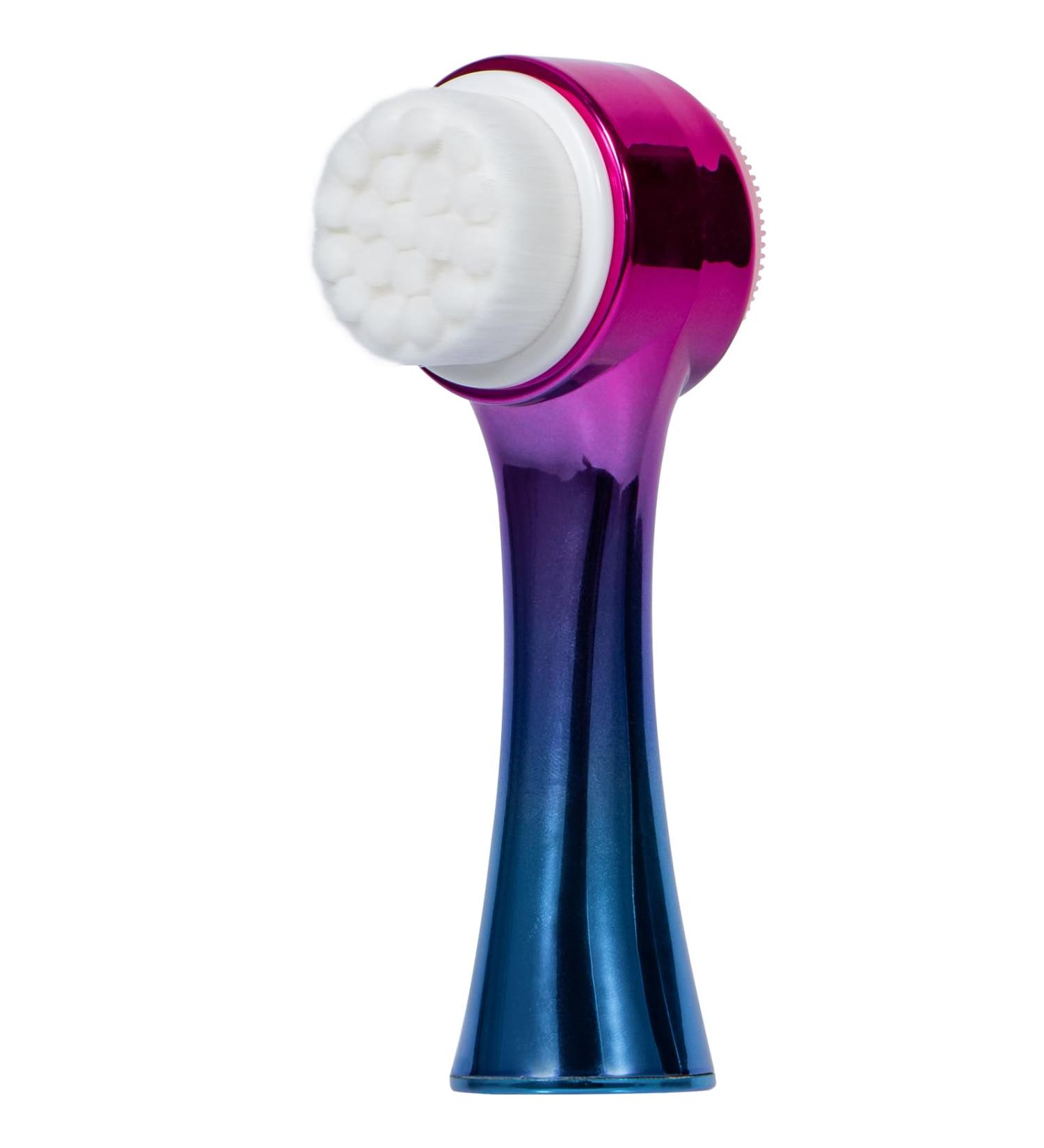Face Brush 2 in 1 - Silicone Cleansing & Exfoliating Brush for Deep Pore Cleanse | Dual Manual Scrub & Massage | Gradient Purple Blue - Buy Online on GoSupps.com