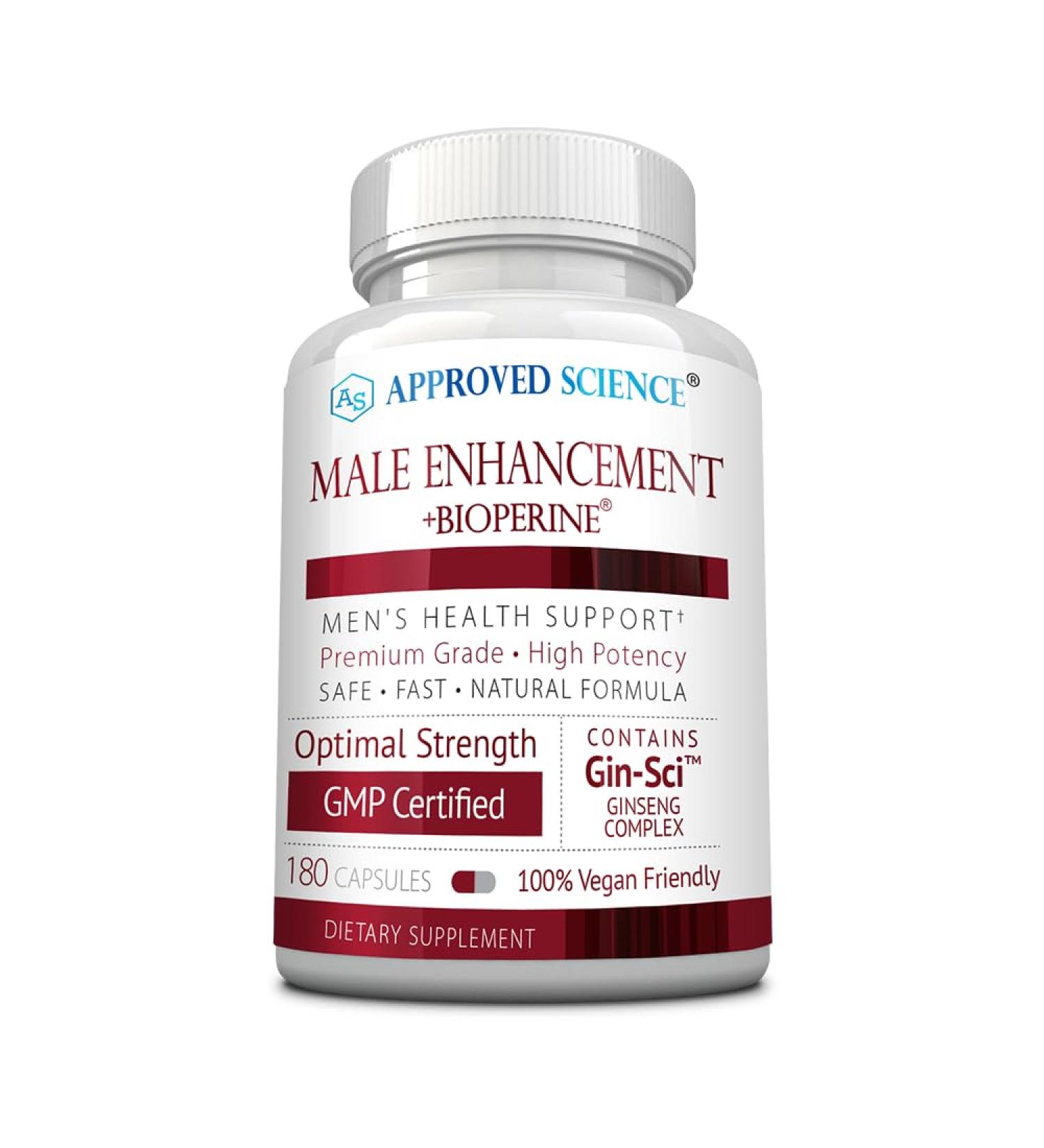 Approved Science Male Enhancement - Boost Performance and Increase Drive - 180 Vegan Friendly Capsules (1 Bottle) 180 Count (Pack of 1) - Buy Online on GoSupps.com