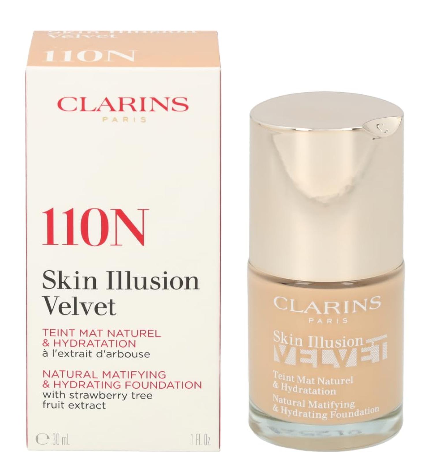 Skin Illusion Velvet Foundation - 110N Honey by Clarins for Women - 1 oz Foundation - Buy Online on GoSupps.com