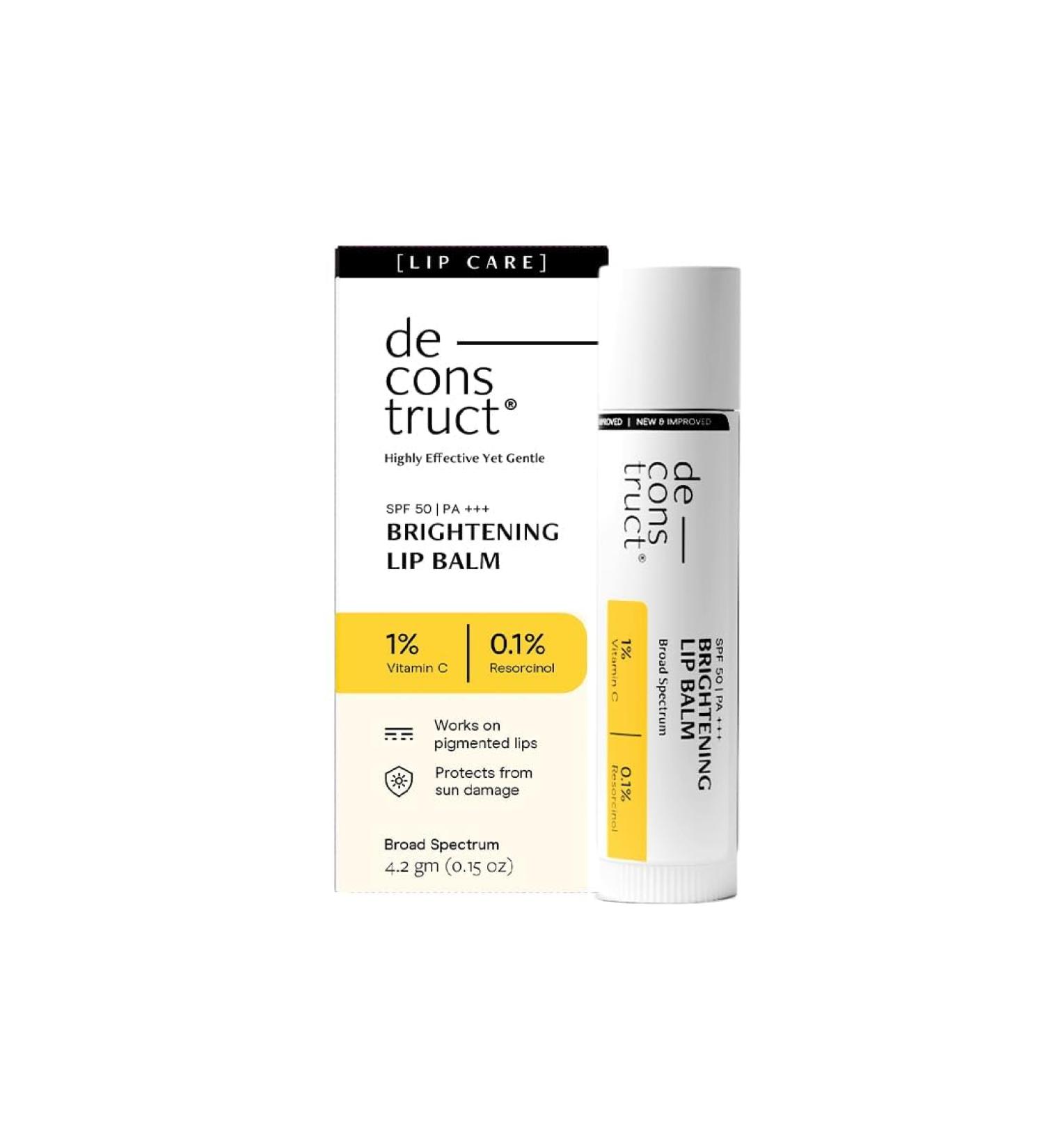 Brightening Lip Balm with SPF 50 | Vitamin C & Resorcinol | Moisturizes Dry & Chapped Lips | Helps Brighten Pigmented Lips | Enriched with Vitamin E & Murumuru Butter | 4.2g - Buy Online on GoSupps.com