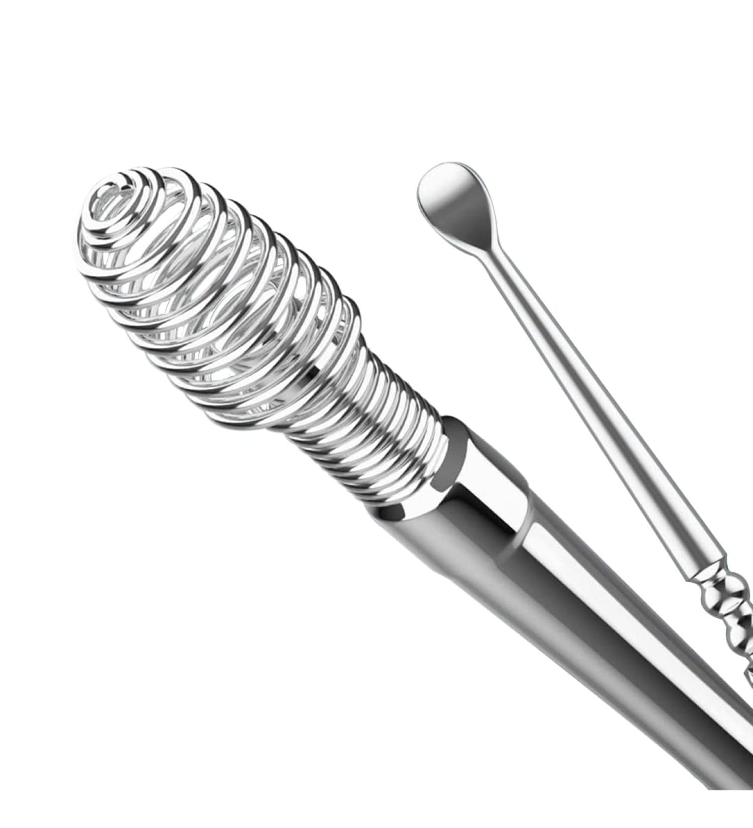 Double-Ended Stainless 360 Spiral Ear Wax Removal Kit with Brush and Storage Box - Buy Online on GoSupps.com