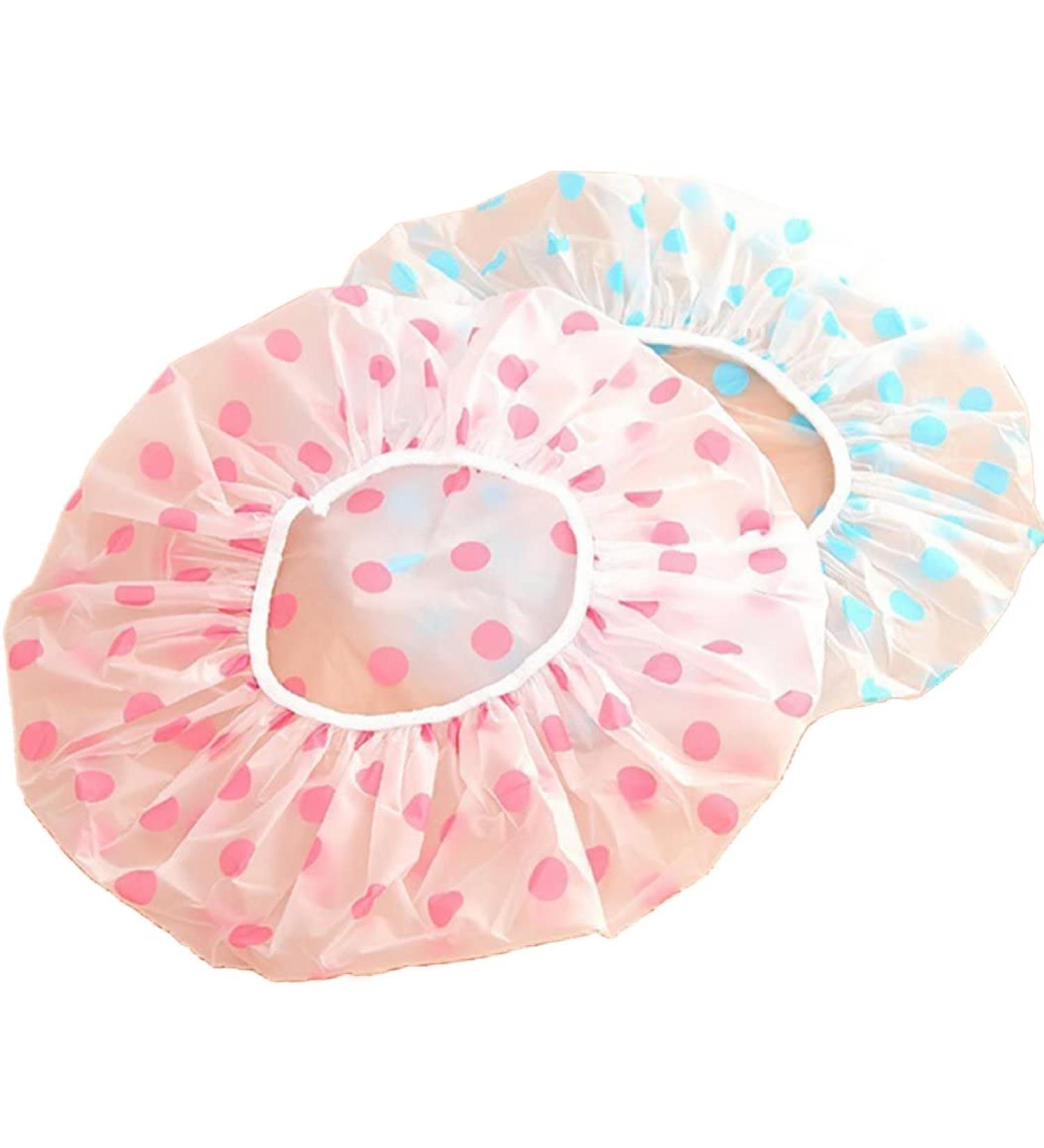 Blue Polka Dot Waterproof Shower Cap - Women's Cute and Creative Spa Bath Hat - Buy Online on GoSupps.com