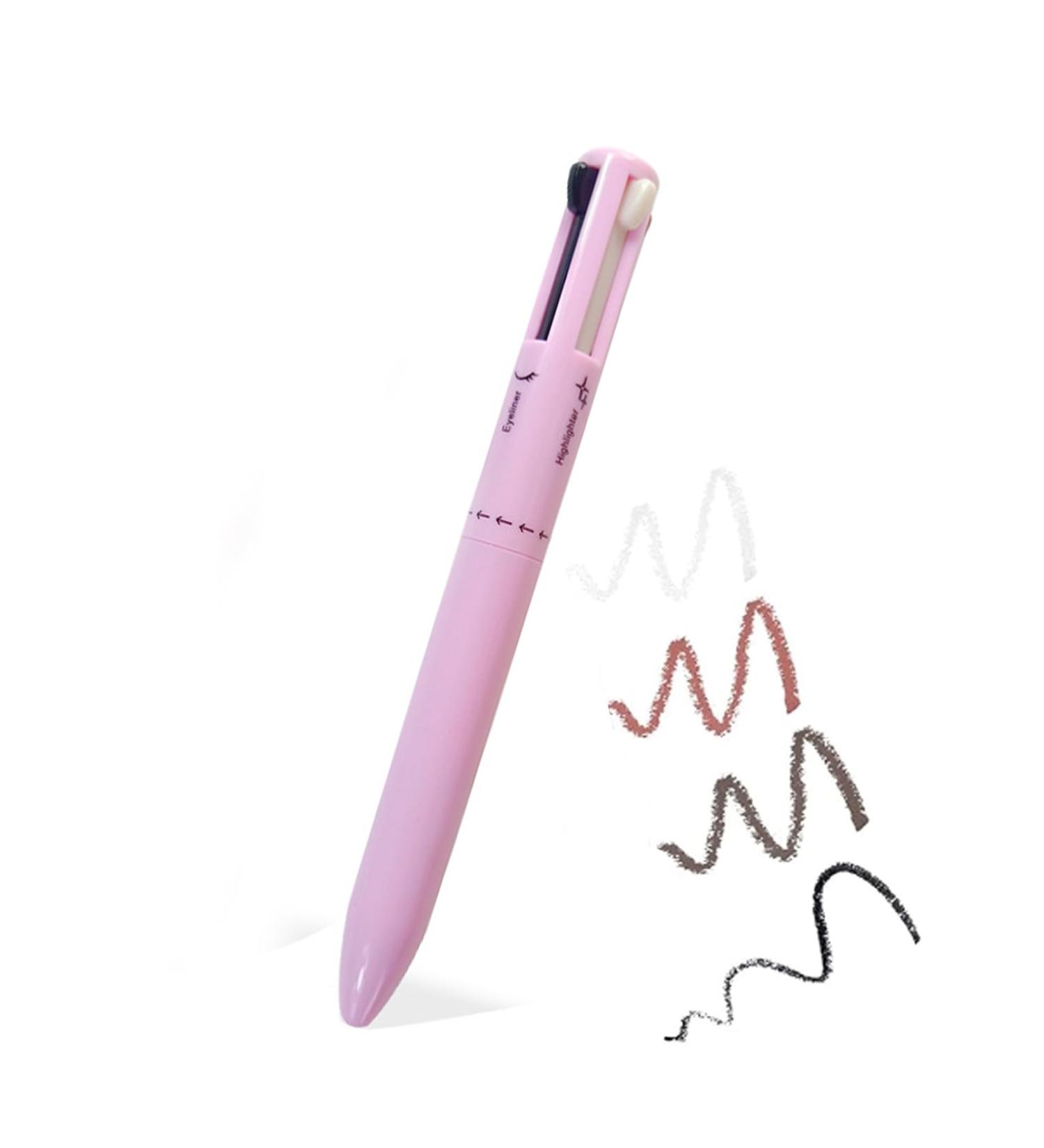4-in-1 Makeup Pen: Lip Liner, Eyeliner, Highlighter, Brow Liner - Multi-Function Travel Touch Up Pen - Waterproof & Smooth Texture - Red Brown Black White - Buy Online on GoSupps.com