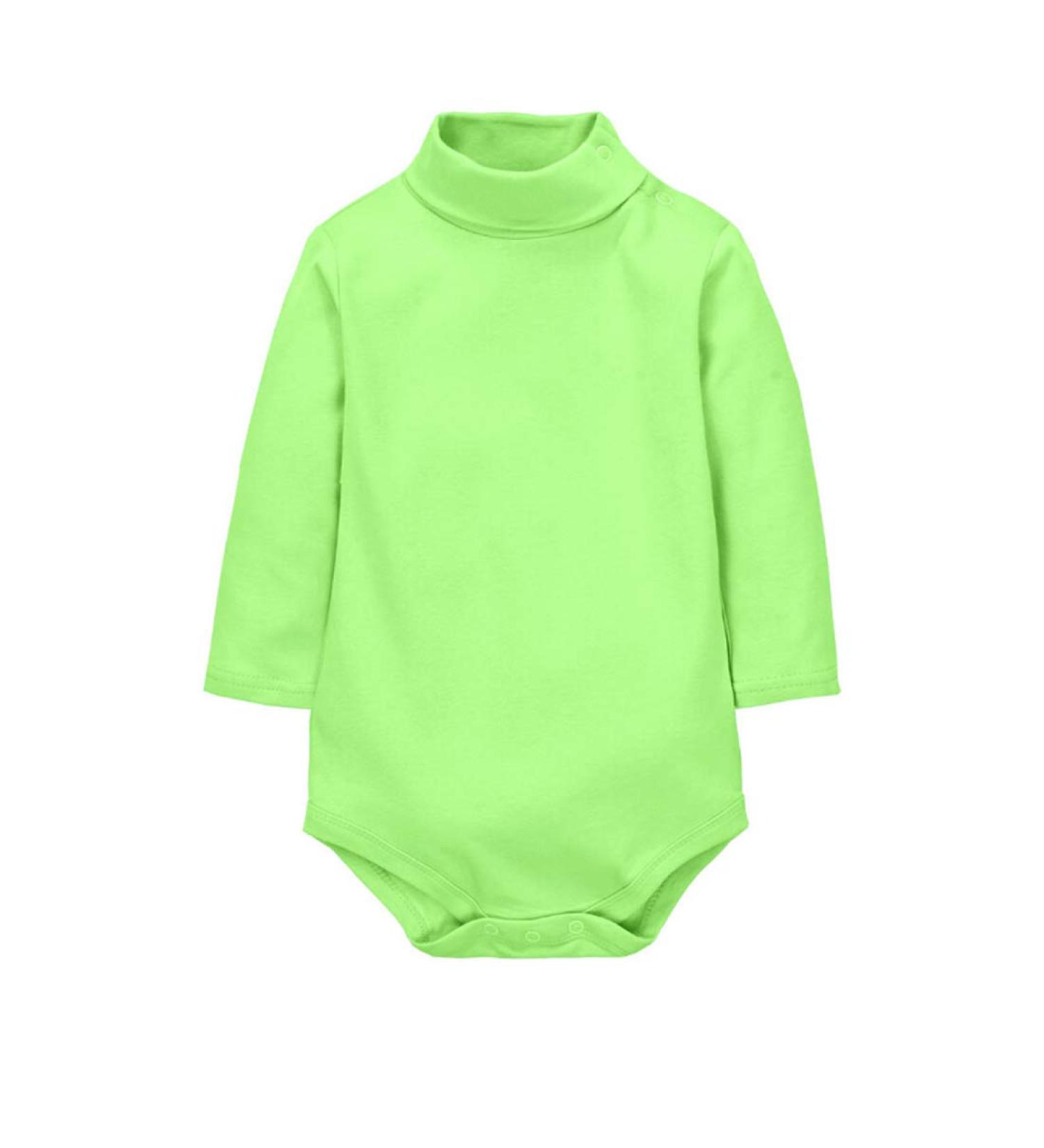 CuteOn Baby Boys Girls Solid Color Basic Turtleneck Cotton Bodysuit Jumpsuit Green 6 Months 6 Months Green