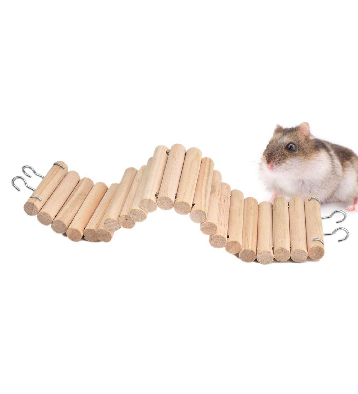 Wooden Hamster Ladder - Pet Suspension Bridge for Climbing and Swinging - Ideal for Mice, Gerbils, Chinchillas, and Parrots - Buy Online on GoSupps.com