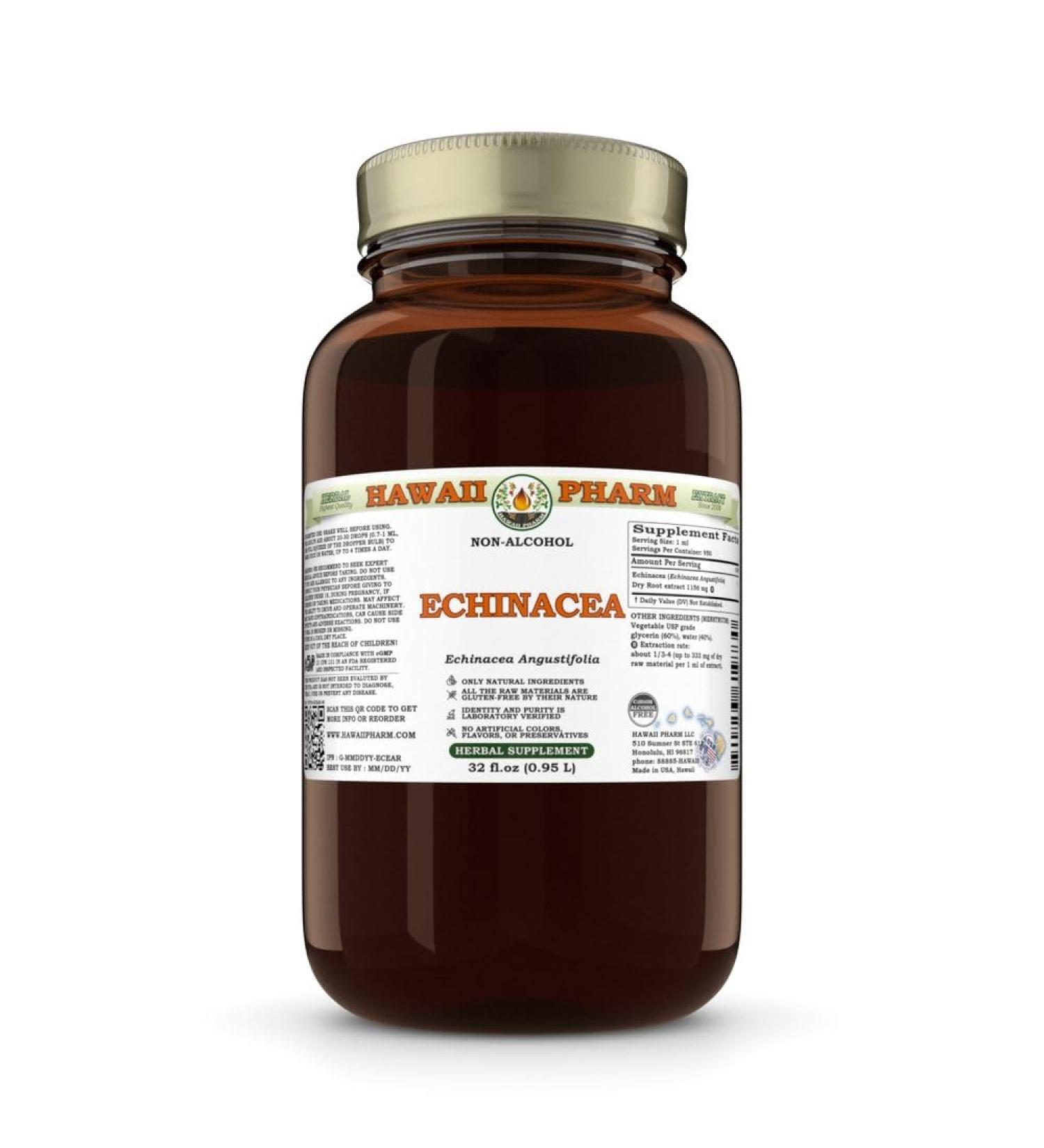 Echinacea (Echinacea Angustifolia) Dry Root Glycerite Made in Hawaii All Natural Vegan Lab Tested Alcohol-Free Liquid Extract - 32 fl.oz 32 Fl Oz (Pack of 1) - Buy Online on GoSupps.com