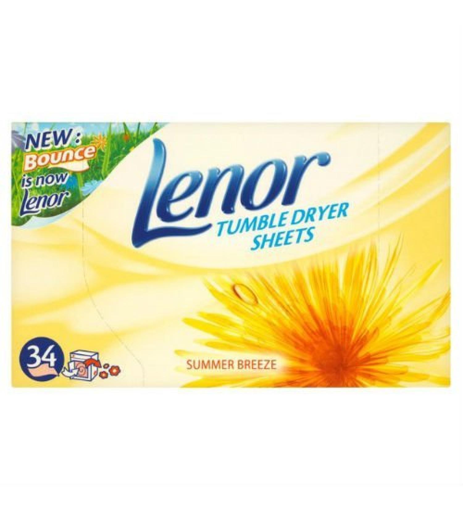 Lenor dryer sheets Summer Breeze 6 packs of 34