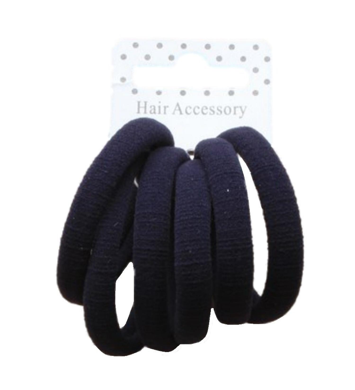 Set of 6 Navy Blue Soft Jersey Endless Hair Elastics Bobbles Bands Navy Blue 6 Count (Pack of 1)