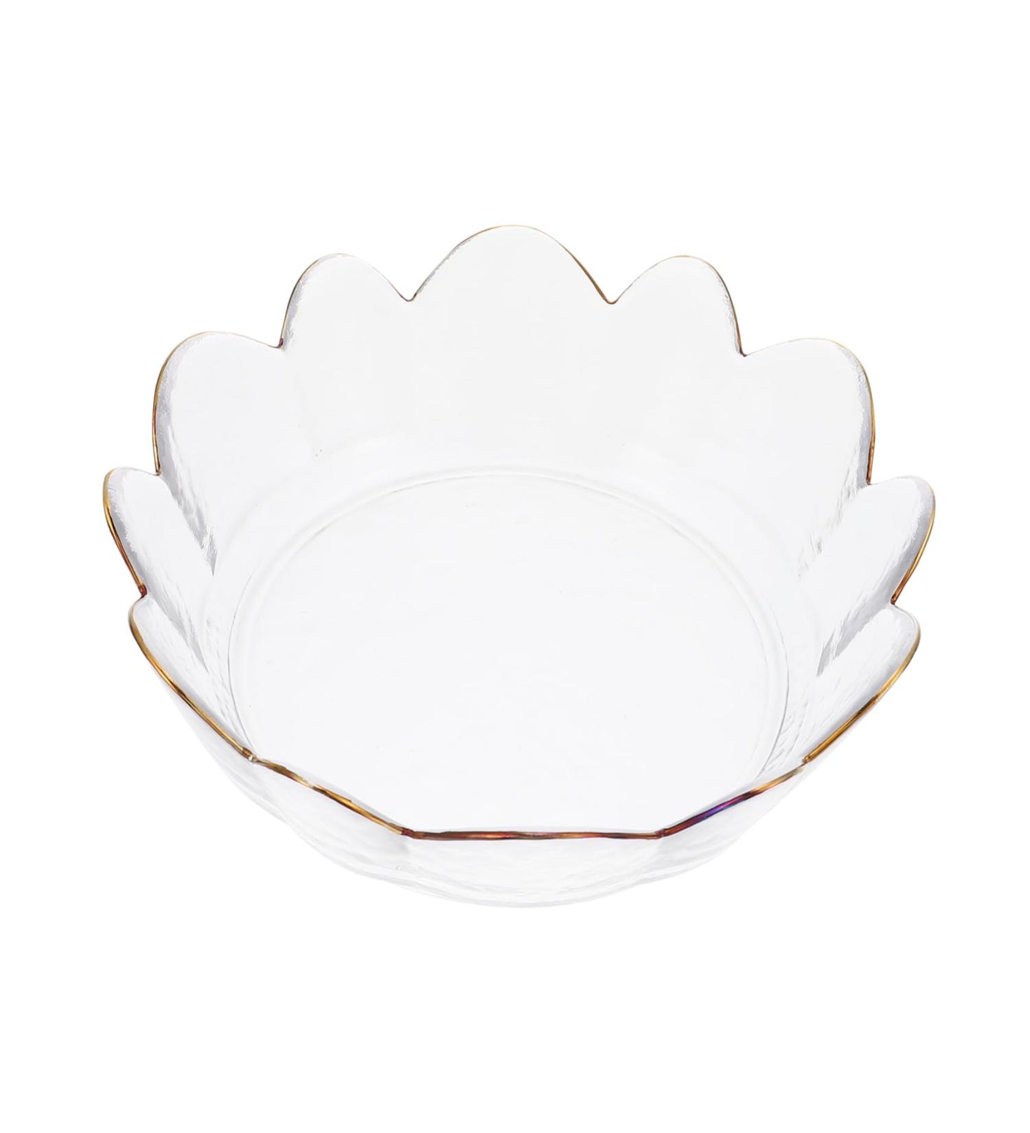 1pc Kitchen Stylish Delicate Irregular Salad Bowl Creative Fruit Glass Transparent - Buy Online on GoSupps.com
