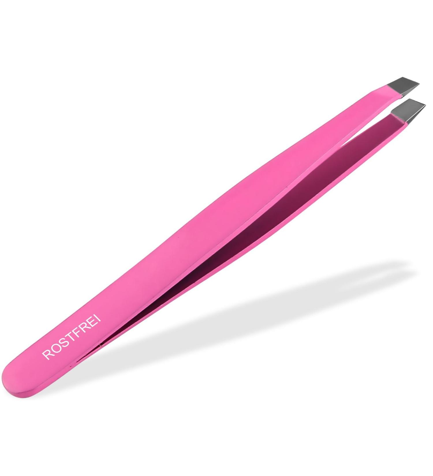 Buy Pink Cosmetic Eyebrow Tweezers - 10 cm with 2 mm Plucking Surface | Perfect for Precision Grooming | International Shipping - Buy Online on GoSupps.com