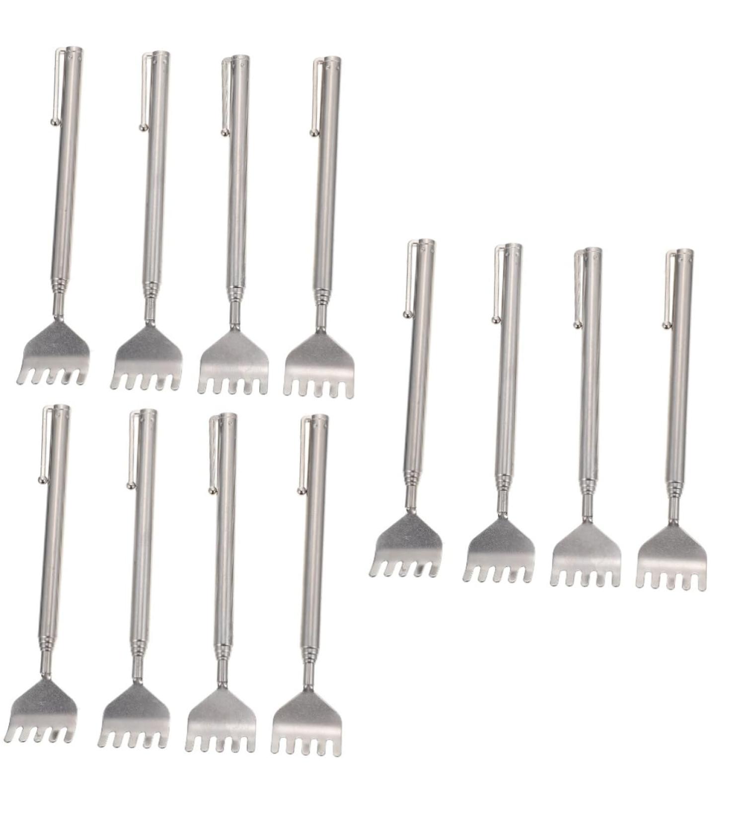 Beavorty 12 StK Telescopic Back Scratcher & Shoe Helper - Stainless Steel Body Massager Tool | Portable & Multifunctional for Itching Relief - Buy Online on GoSupps.com