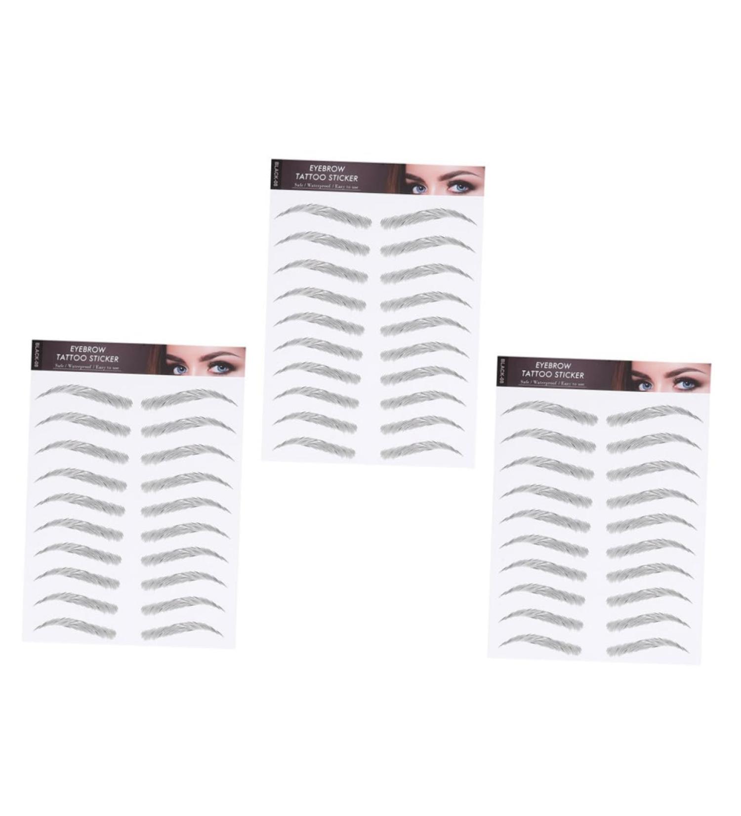SOESFOUFU Iaff Sticker 3 sheets False Artificial Tool Fake Waterproof Eyebrow Decal Stickers Transfer Temporary Brow Black - Buy Online on GoSupps.com