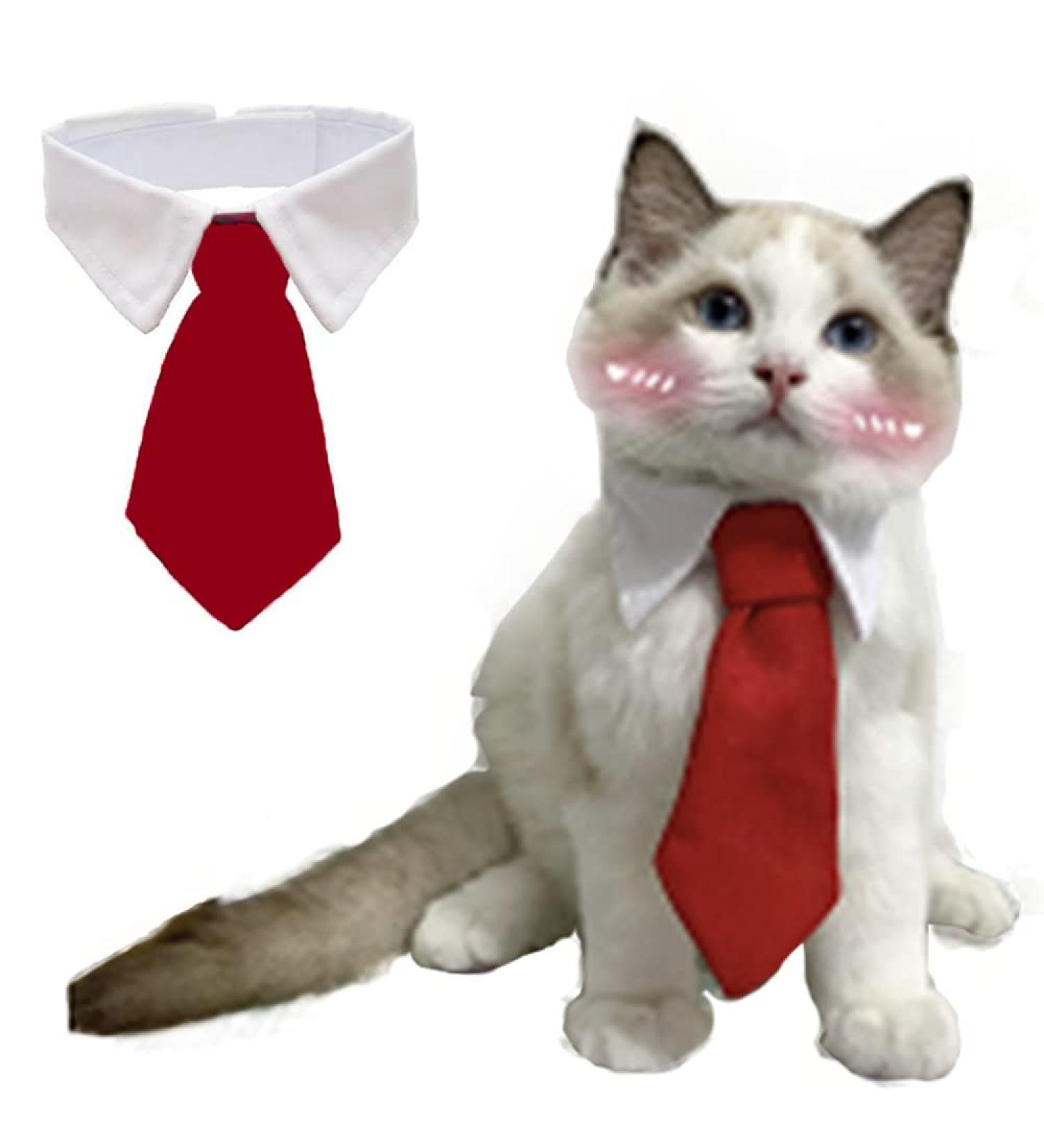 Adjustable Dog Cat Neck Tie - Small Red Pet Tuxedo Costume for Formal Wedding Attire - Buy Online on GoSupps.com