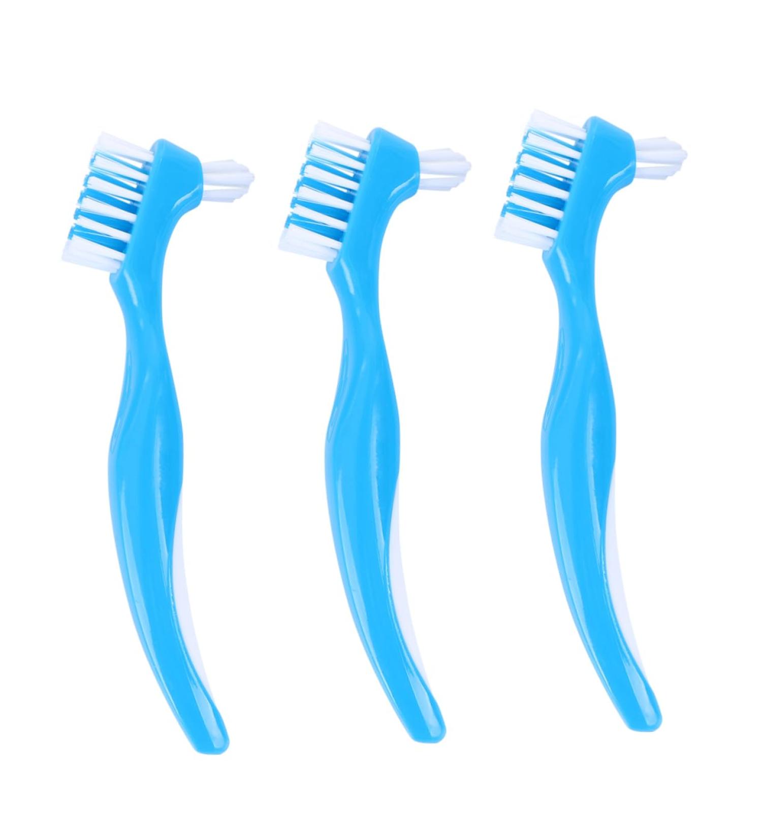 Buy Homsfou 3ST Two-Color Prosthesis Brush - Gentle Hygiene Cleaner for Dentures | Dental Floss Cleaning Brush for Kids - 1 Piece (Blue) - Buy Online on GoSupps.com