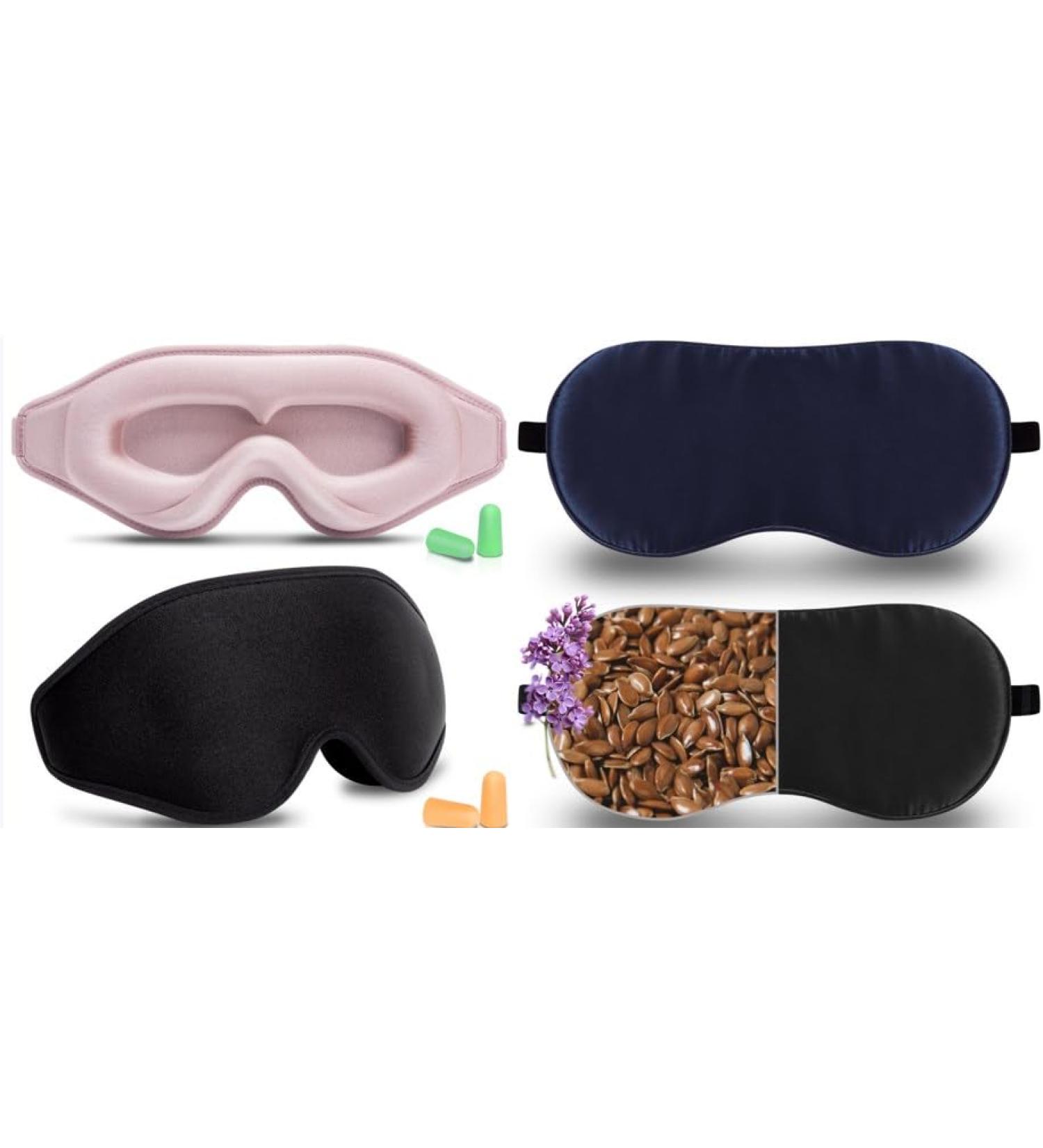 2 Pack 3D Contoured Eye Mask + 2 Pack Warm Compress for Eyes - Relaxation & Relief Set - Buy Online on GoSupps.com