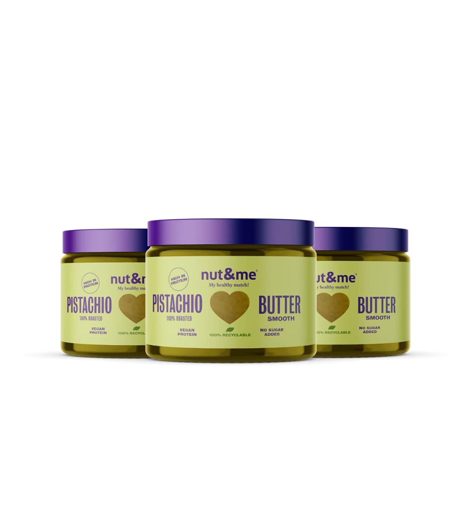 Pistachio Puree 750g nut&me | 100% roasted pistachios | No preservatives or additives | Gluten free | Sugar free | High in protein | Keto | Vegan | Pack 3 x 250g - Buy Online on GoSupps.com