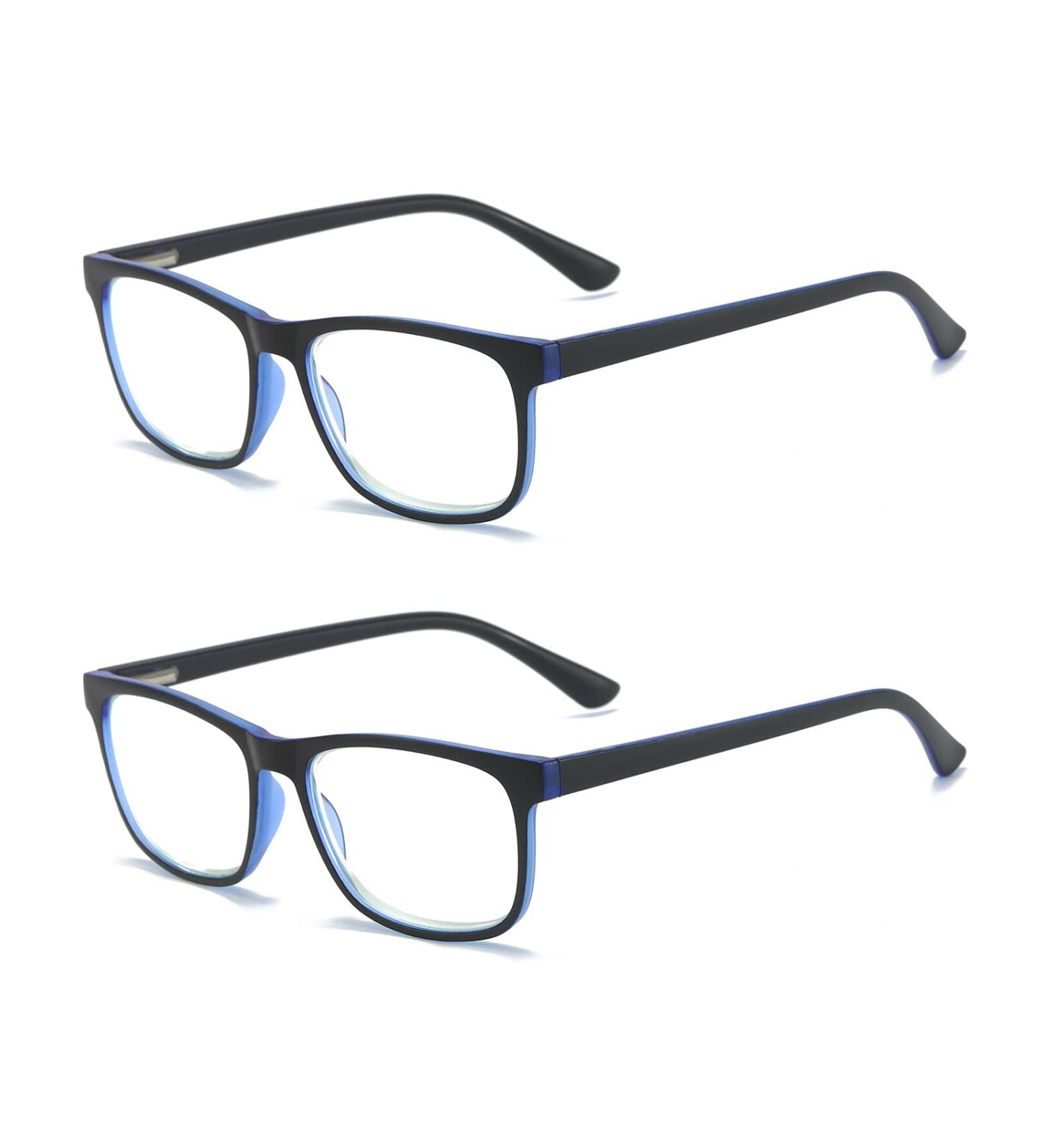 MMOWW 2-Pack Reading Glasses for Men & Women | Anti-Blue Computer Glasses with Spring Hinges - Blue 1.5x - Buy Online on GoSupps.com