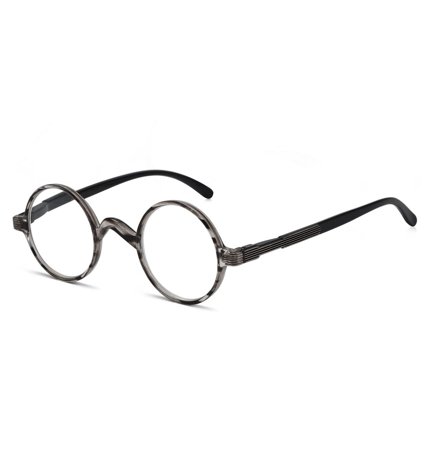 Eyekepper Round Reading Glasses - Vintage Style Oval Readers in Gray Stripes (+2.50) - Stylish & Comfortable for All Users - Buy Online on GoSupps.com