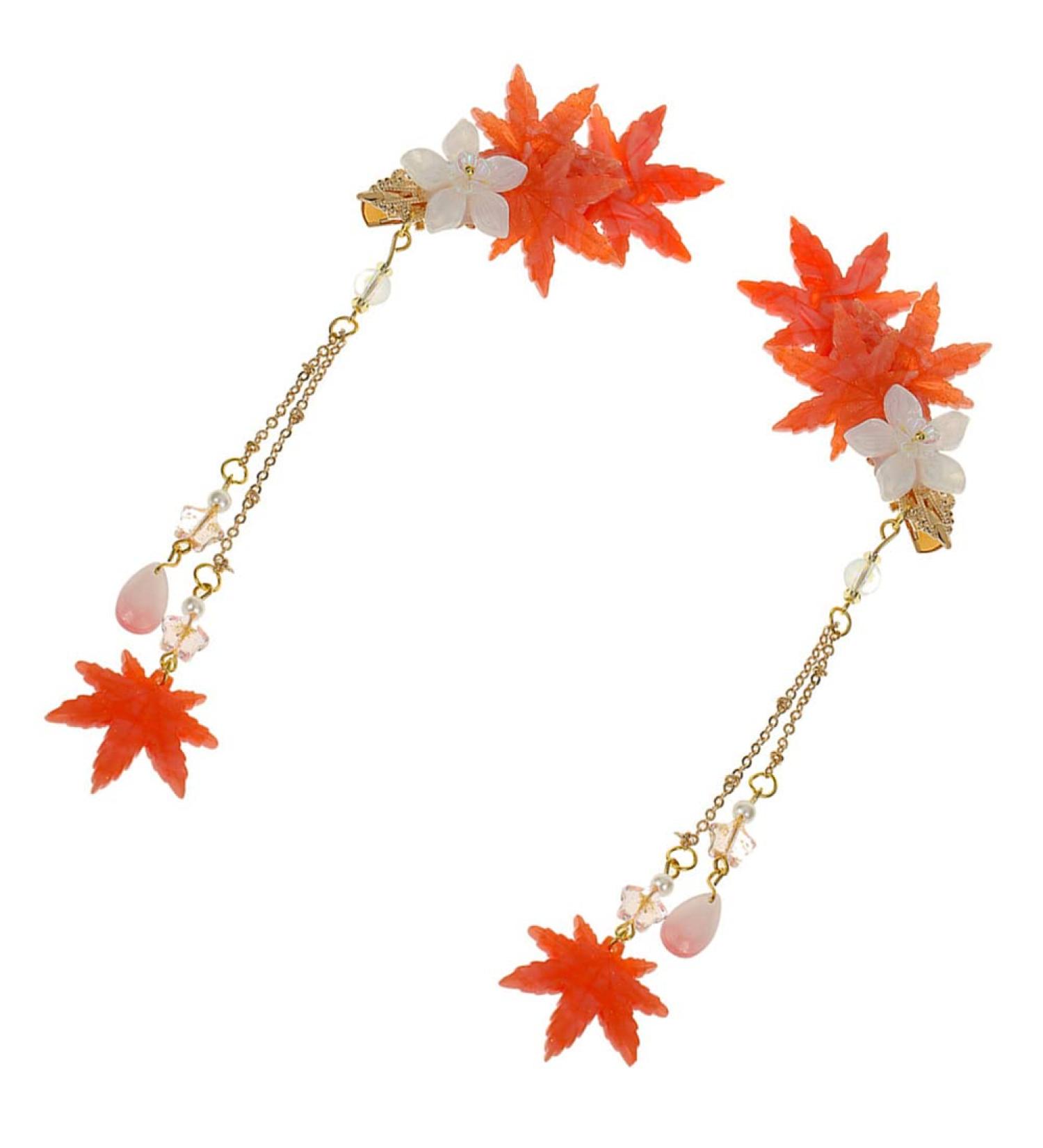 Autumn Leaf Hair Clips & Accessories | Elegant Chinese Tassel Headdress for Women - Buy Online on GoSupps.com