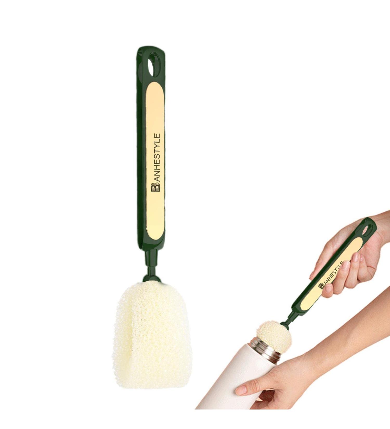Bottle Brush Sponge | Long Handle Sponge Bottle Brush | Washing Scrubber Cleaner Kitchen Supplies for Baby Bottles Water Bottles Milk Cup Pot Pearl White - Buy Online on GoSupps.com