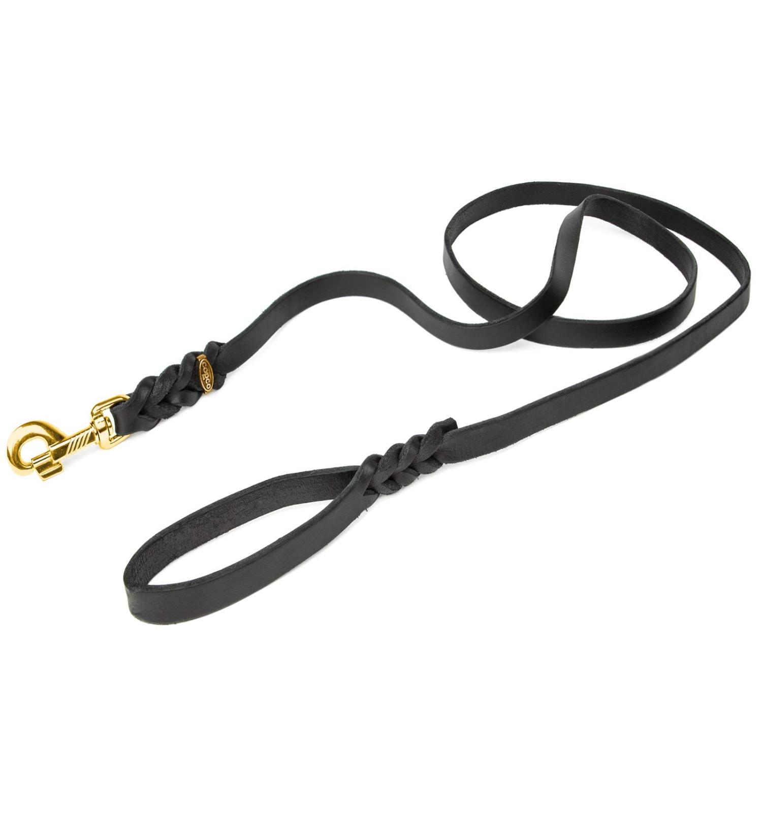 CopcoPet Fat Leather Dog Leash - 3m x 8mm Black with Brass Snap Hook - Durable & Stylish for International Shipping - Buy Online on GoSupps.com