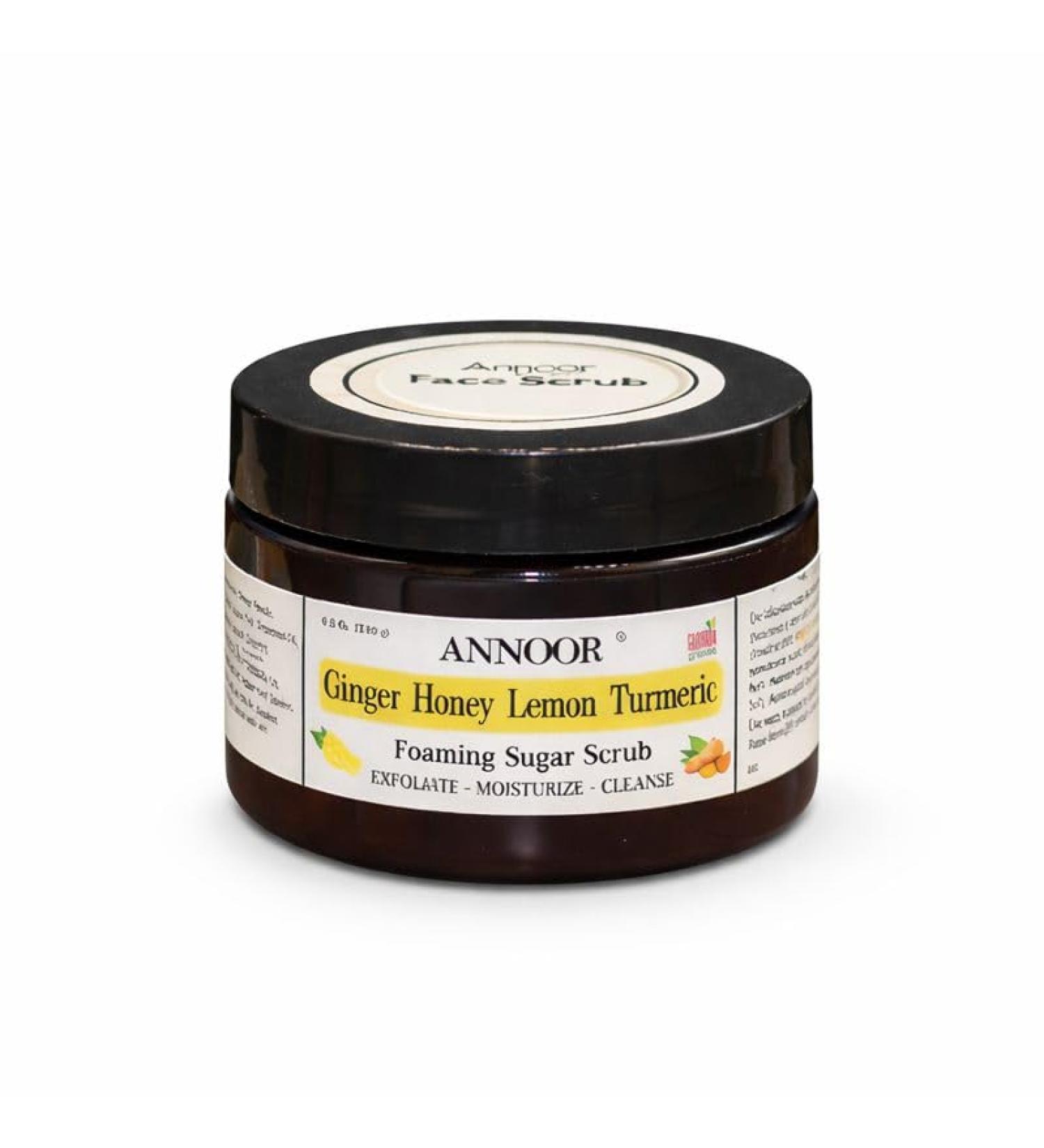 Annoor Foaming Honey Face Scrub - 7 Oz | Ginger Honey Lemon Turmeric | No Parabens Sulphates No Harmful Chem | Gentle Exfoliation - Buy Online on GoSupps.com