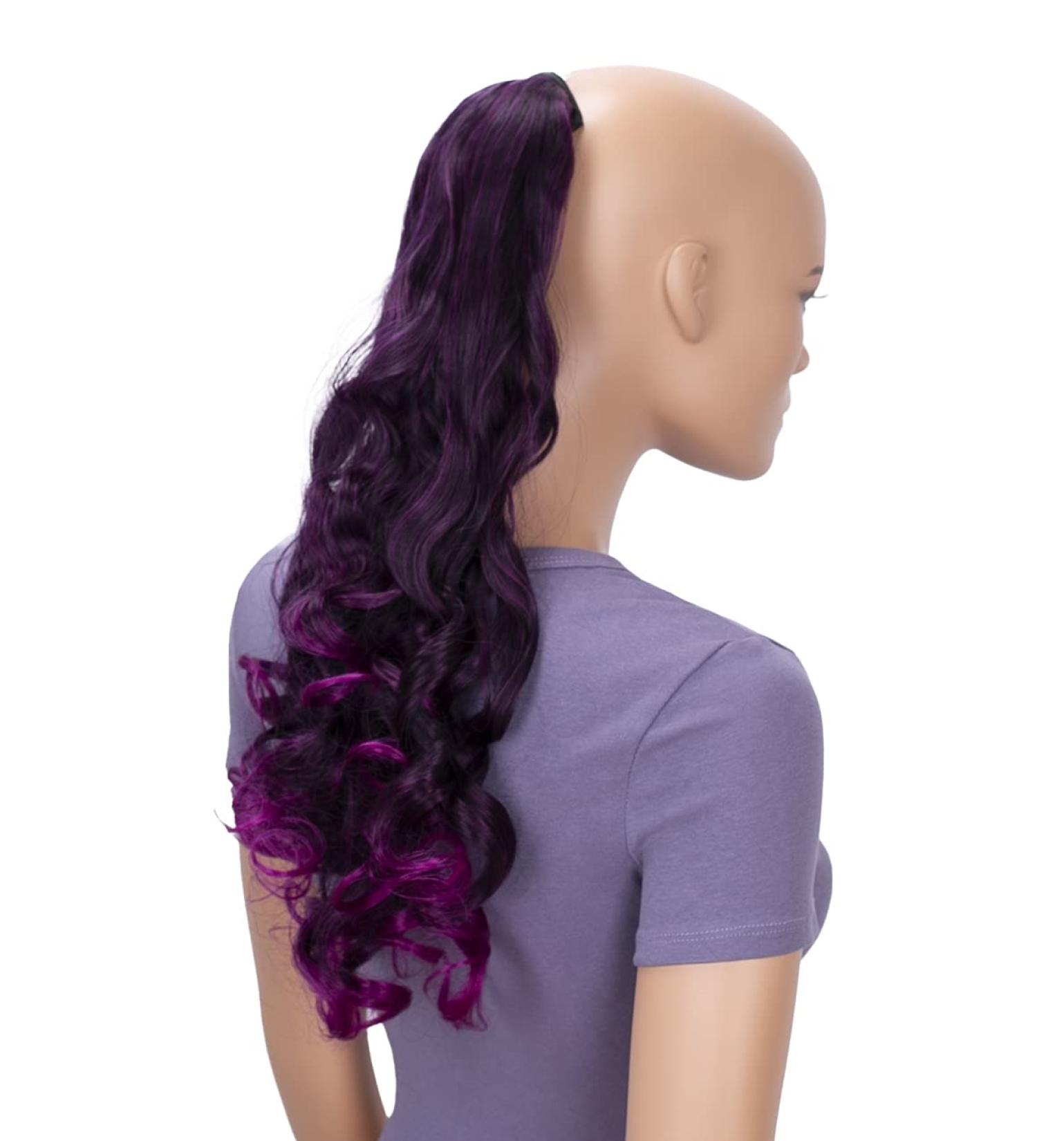CAISHA 20" Hairpiece Clip On Ponytail Extension Wavy Black Purple Mix HCB4-1 black purple mix #1T3700 HCB4-1 - Buy Online on GoSupps.com