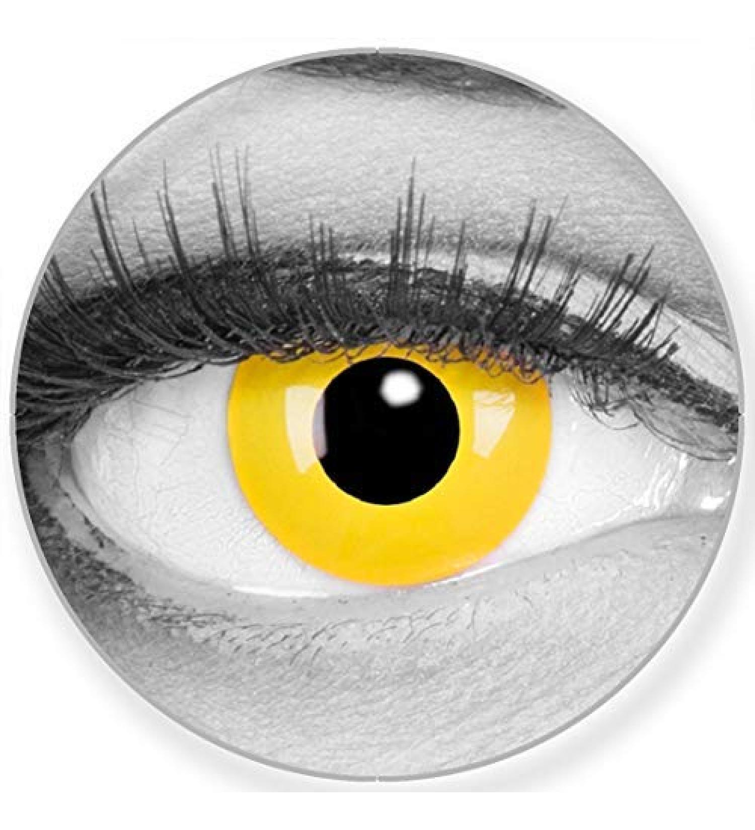 Funnylene colored yellow contact lenses yellow without strength - soft without strength 2 pack + free container - 12 monthly lenses - perfect for Halloween carnival carnival or carnival