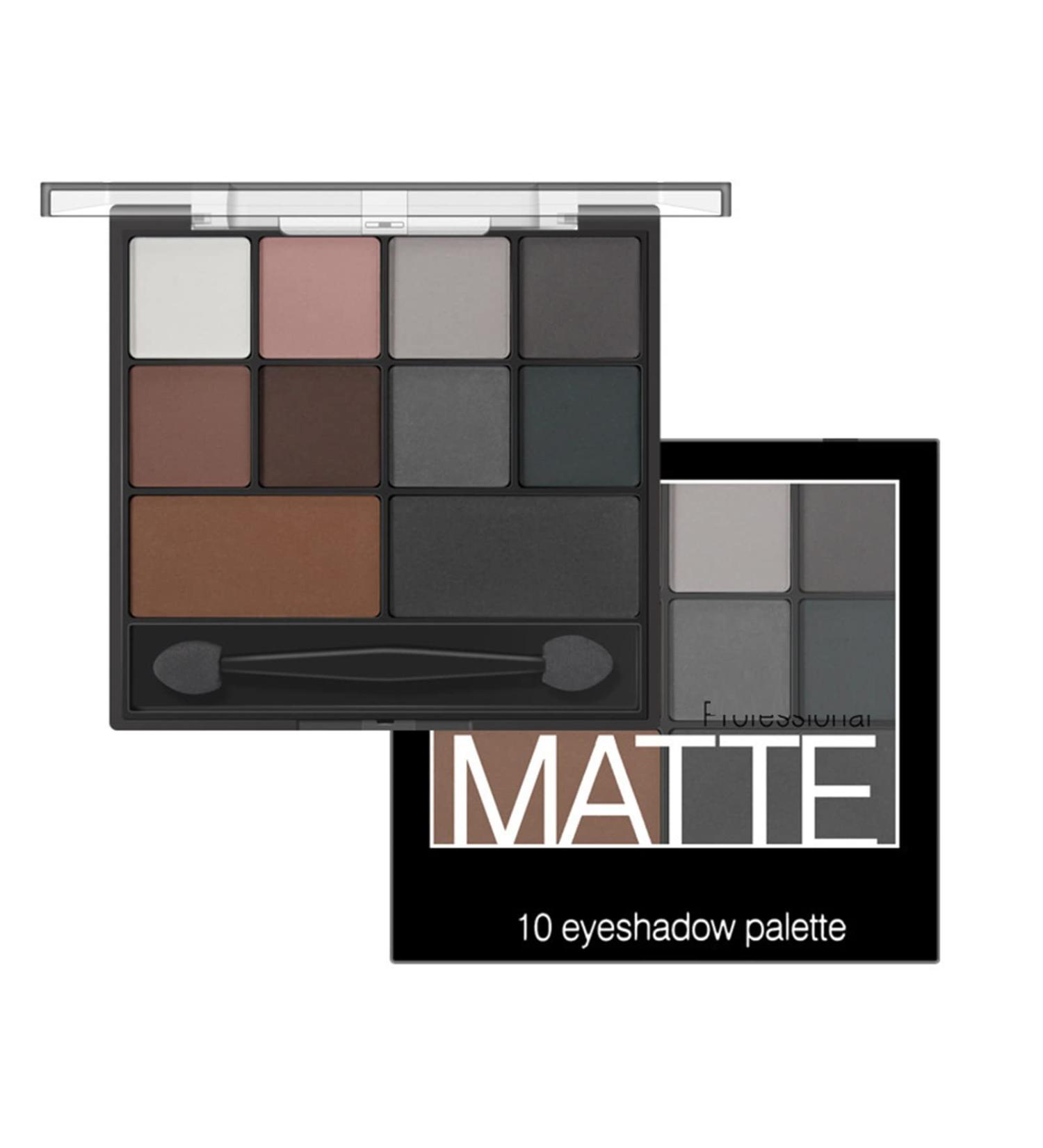 Matte Eyeshadow Palette - 10 Intense Eye Shadow Shades for Smokey Makeup Look - Pressed Pigments with Dual-Ended Brush - Women/Girls (Matte 02) - Buy Online on GoSupps.com