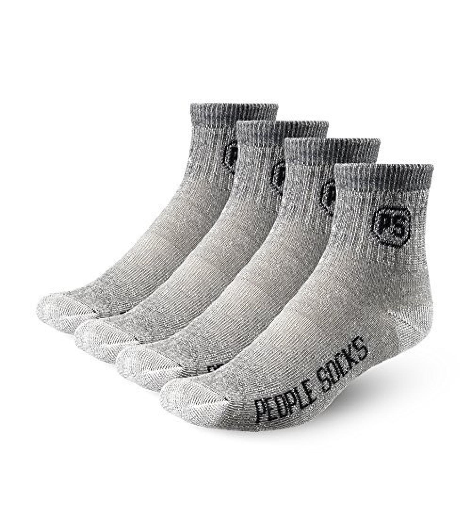 PEOPLE SOCKS Merino Wool Quarter Socks 4-Pack - Made in USA - Arch Support - Small-Medium Charcoal - Buy Online on GoSupps.com